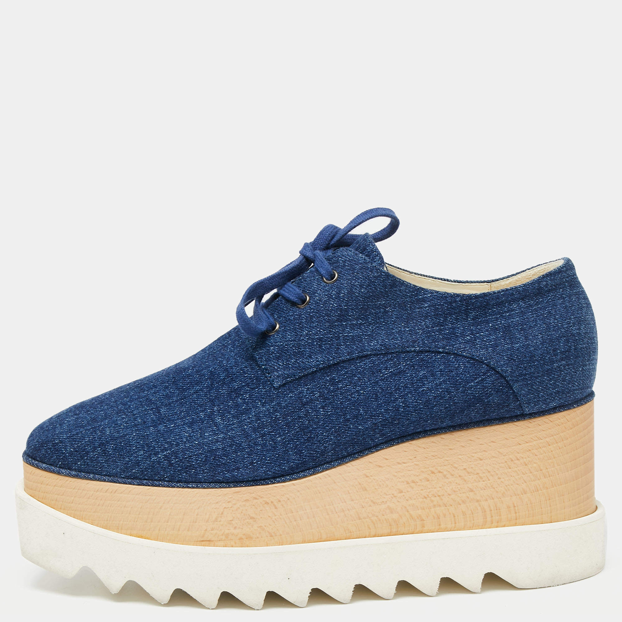 SALE☆関税送料込 Stella McCartney ブルーデニム スニーカー 靴 Stella McCartney Blue Denim Elyse Platform Derby Sneakers