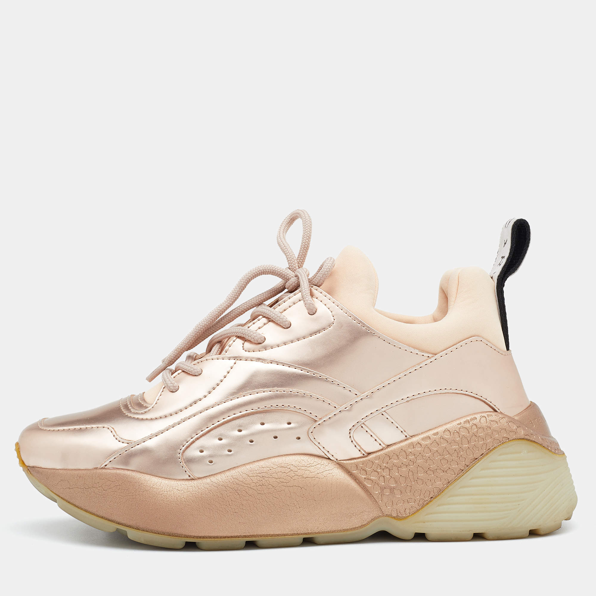 靴 STELLA McCARTNEY ECLYPSE Sneaker 37 Stella McCartney Metallic Rose Gold Faux Leather Eclypse