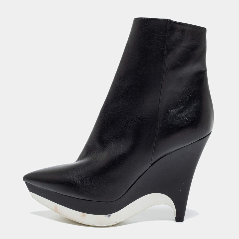 Stella McCartney Black Leather Ankle Boots Size 41