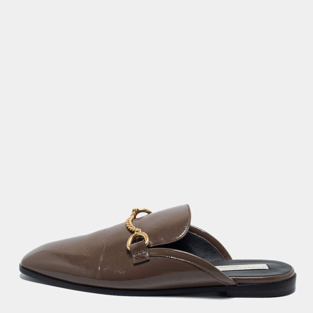 Pre Owned Stella McCartney Brown Faux Leather Mules Size 38 