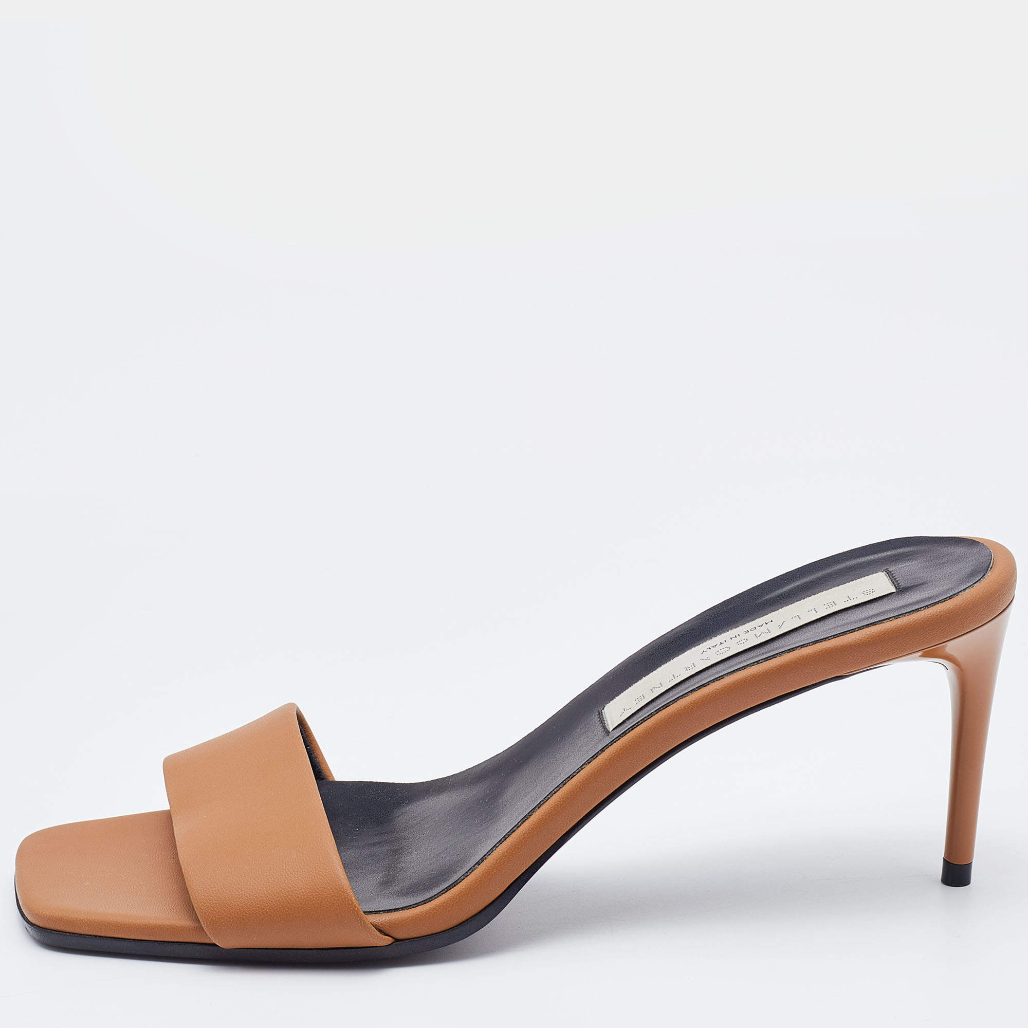 Pre Owned Stella McCartney Brown Leather Slide Sandals Size 38