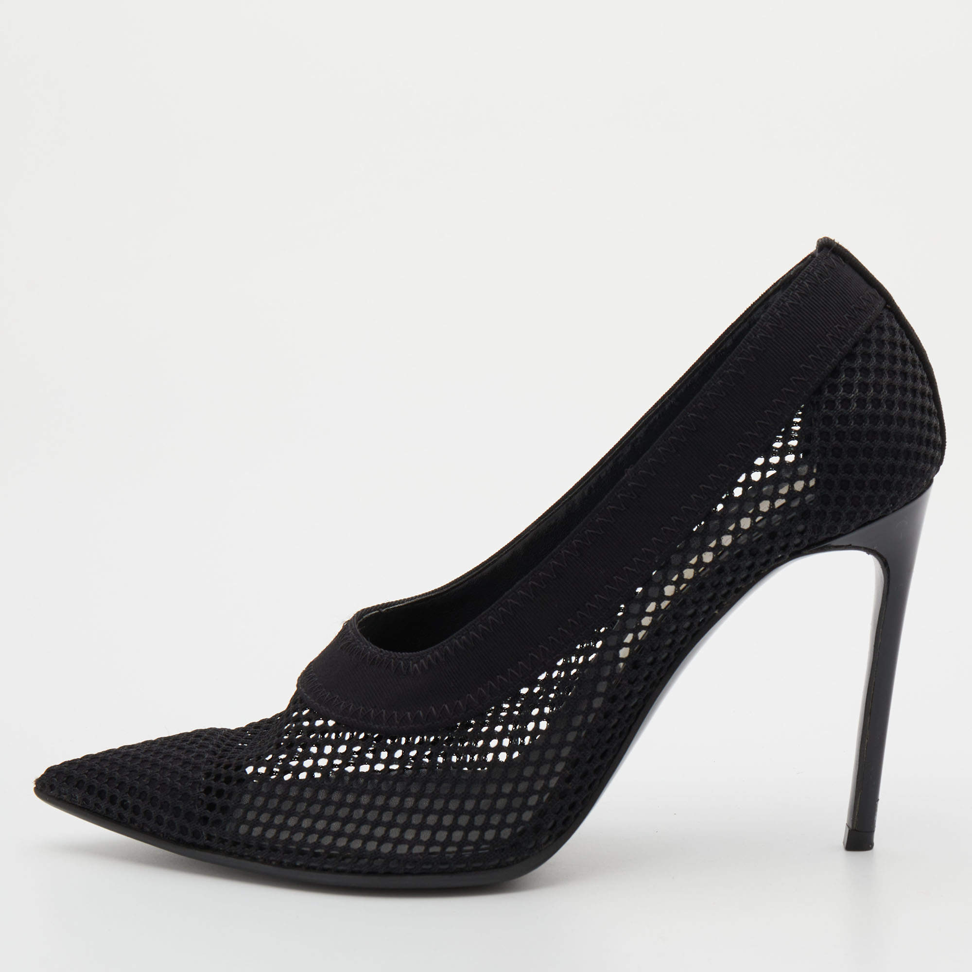 Stella McCartney Black Knit Mesh Pointed Toe Pumps Size 36