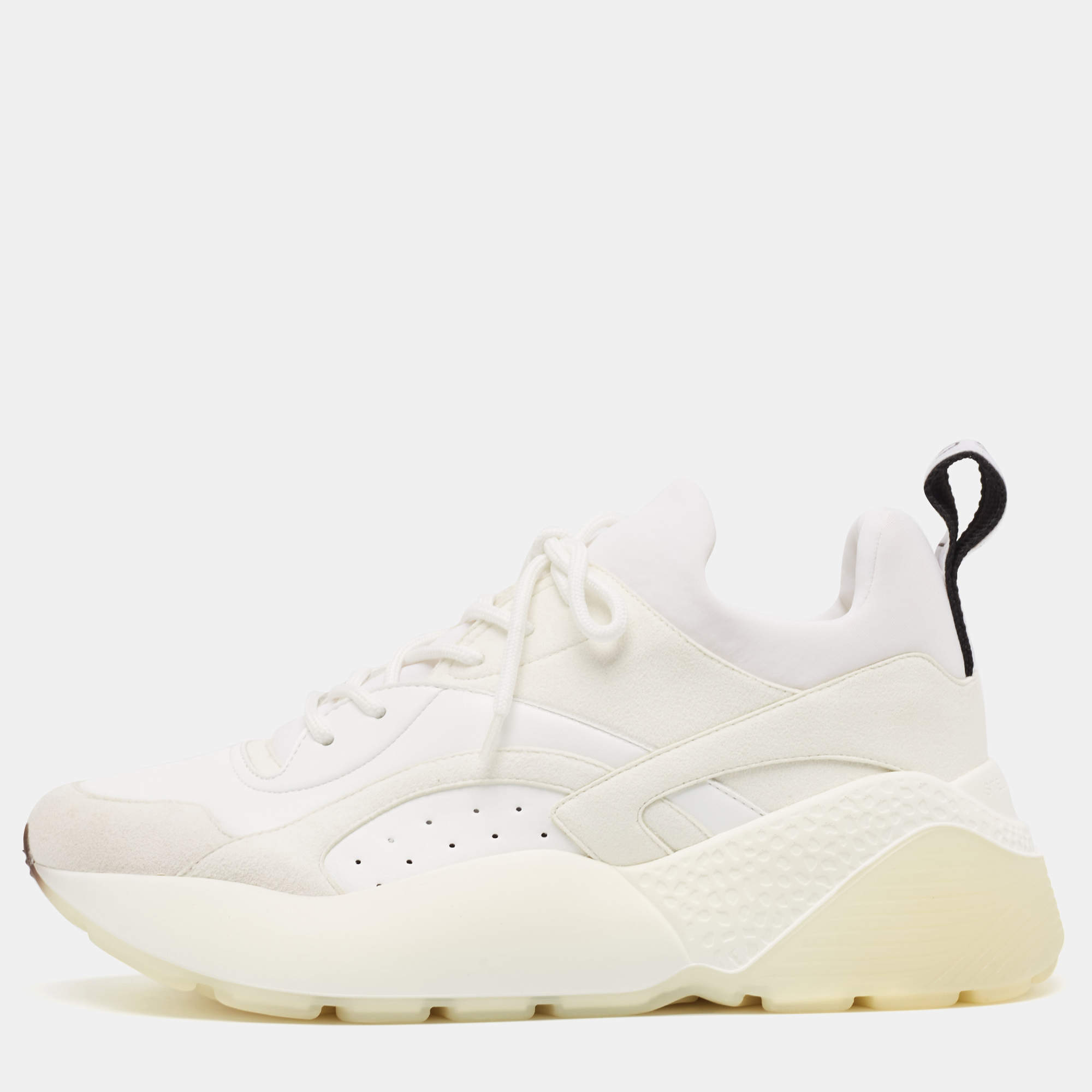 Pre Owned Stella McCartney Grey/White Faux Suede and Faux Leather Eclypse Sneakers Size 39