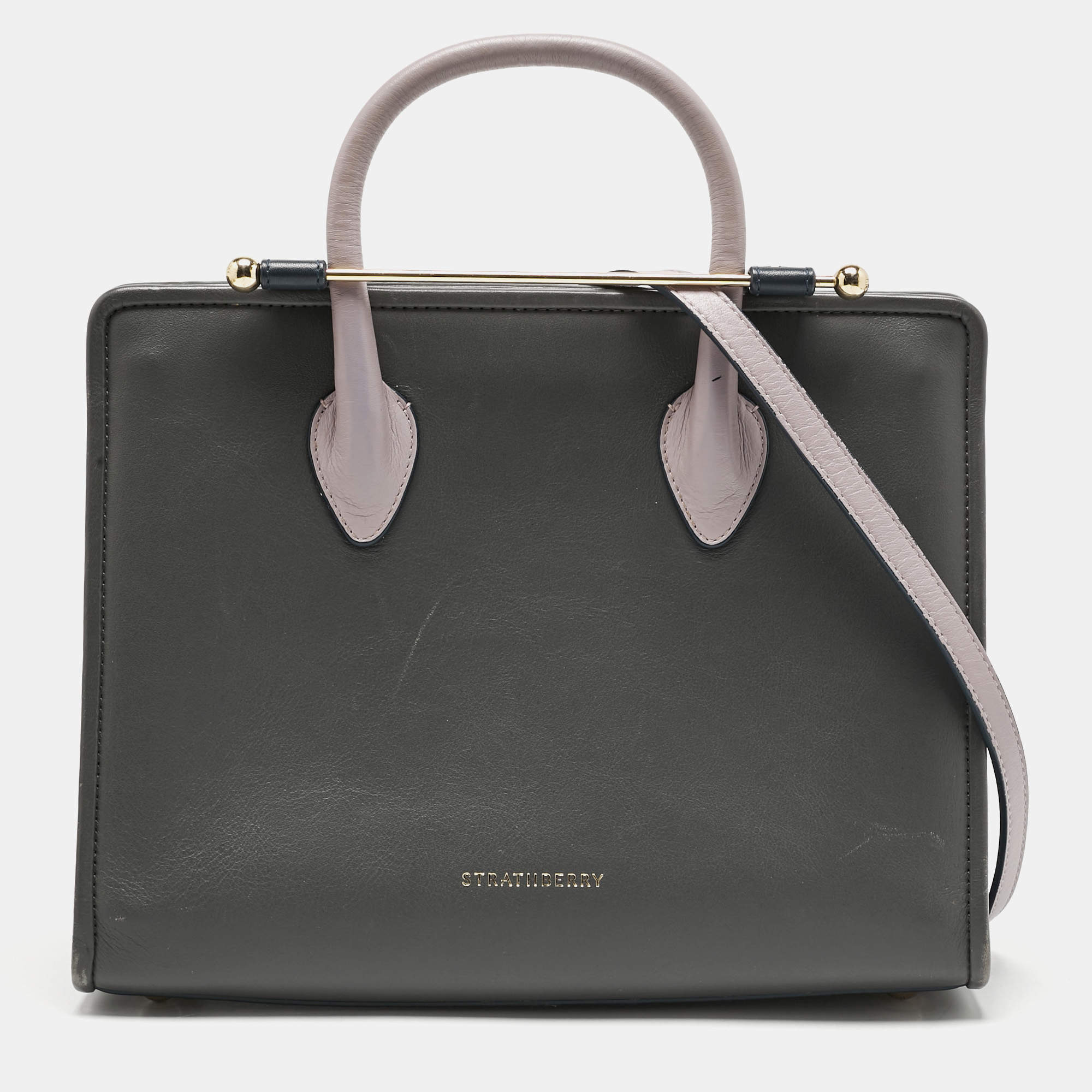 Pre Owned Strathberry Tricolor Leather Midi Tote