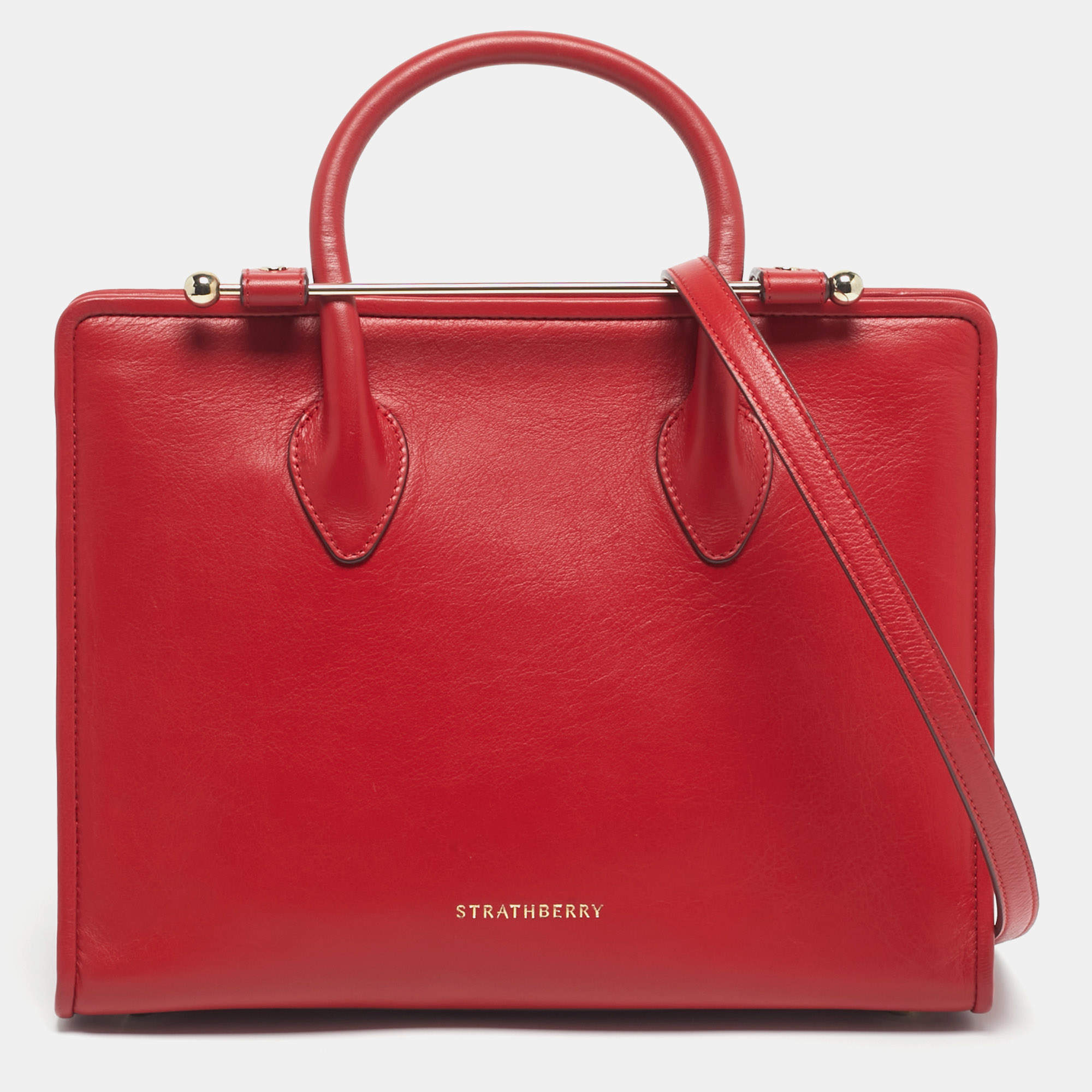 Pre Owned Strathberry Red Leather Midi Tote
