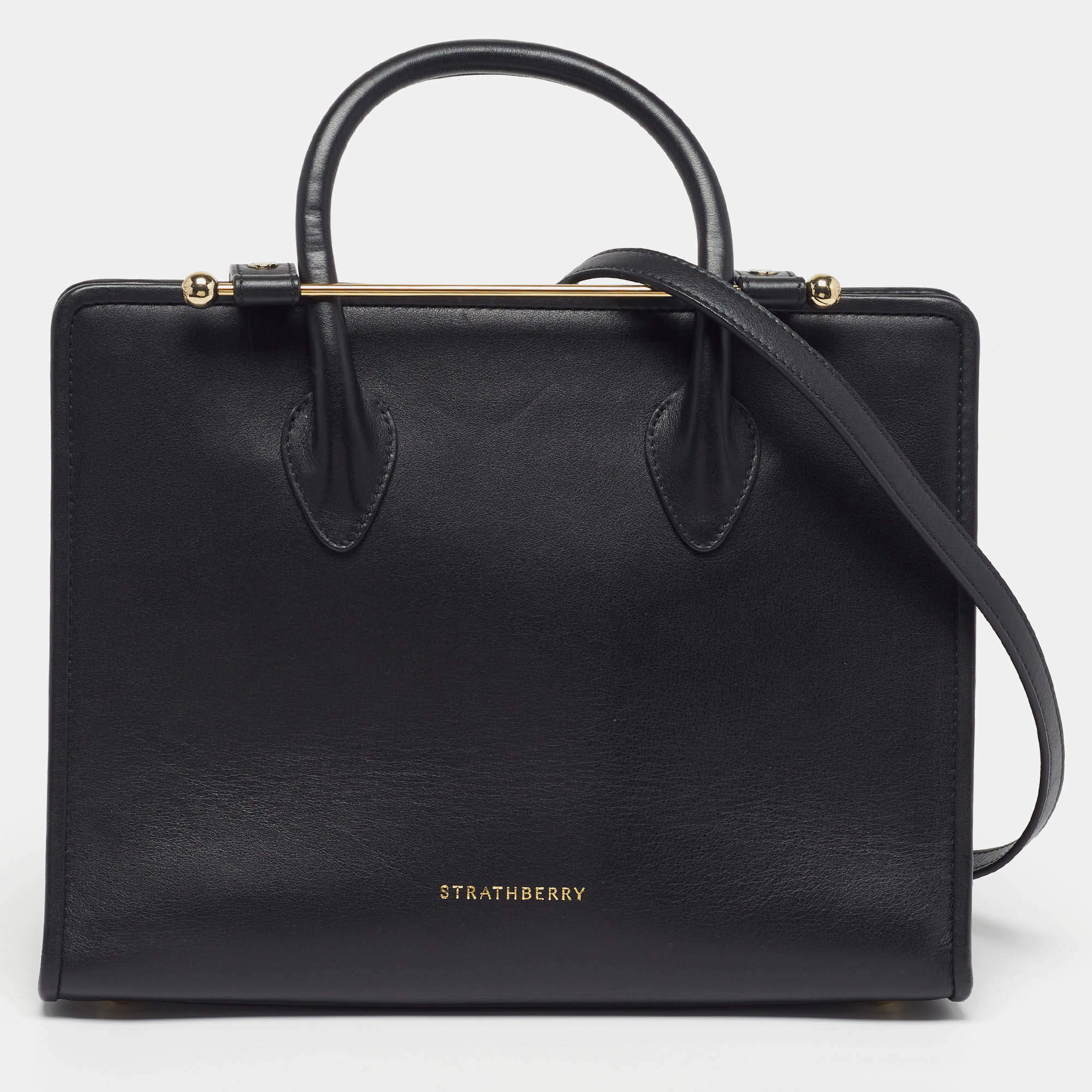 Pre Owned حقيبة يد توتس ستراثبيري جلد بني متوسطة