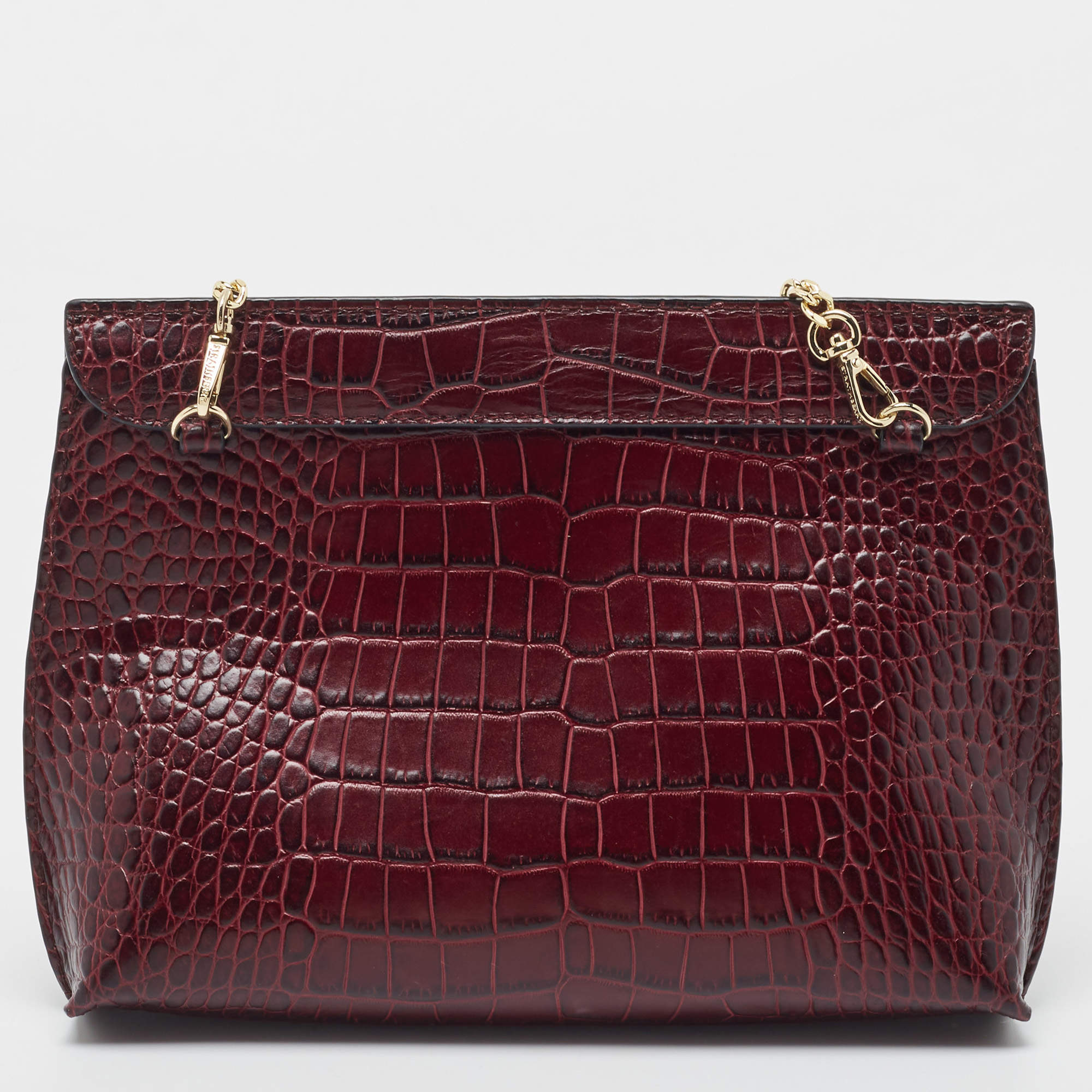 Shop Strathberry Stylist Croc-Embossed Leather Clutch-on-Chain