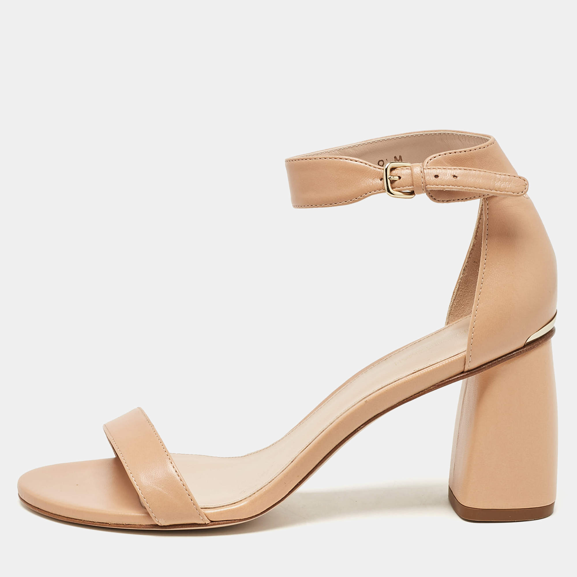 Stuart Weitzman Beige Leather Ankle Strap Sandals Size 40