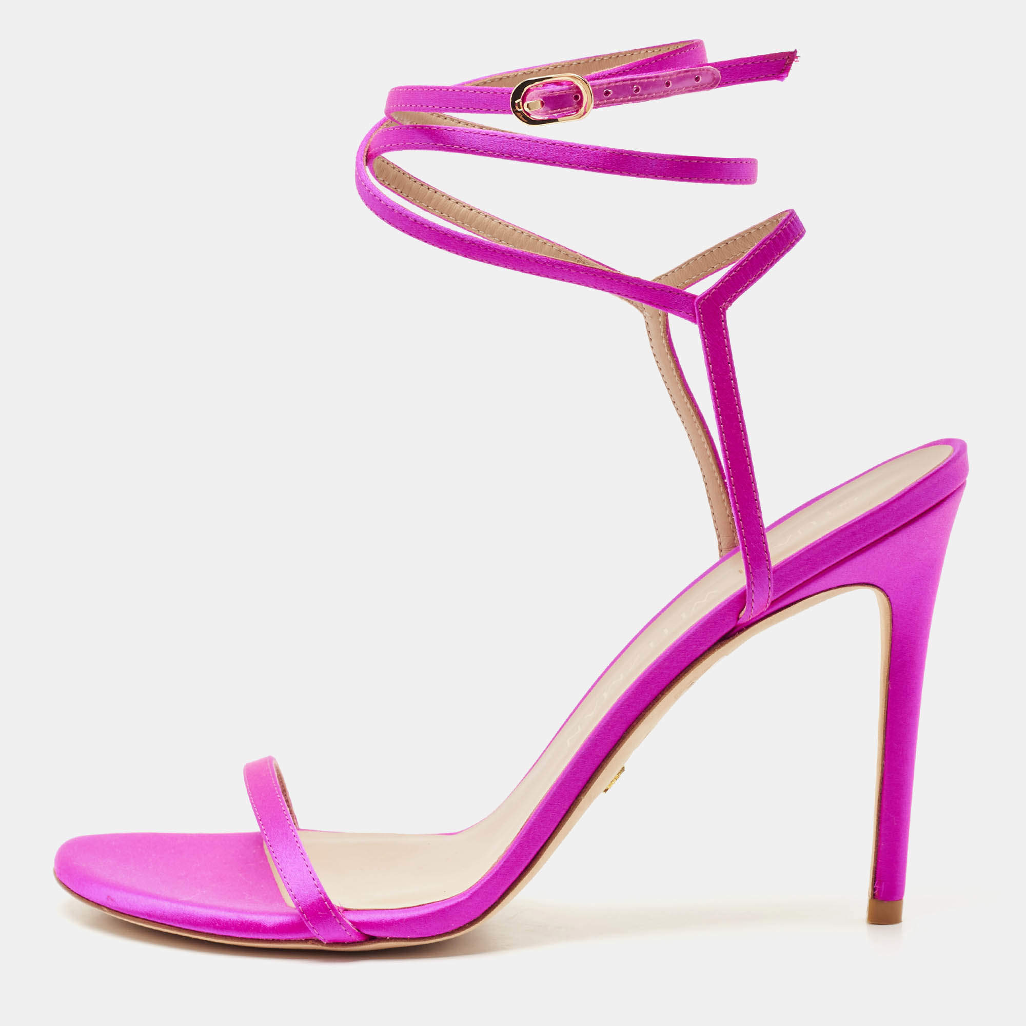 Stuart Weitzman Fuchsia Satin Ankle Strap Sandals Size 41