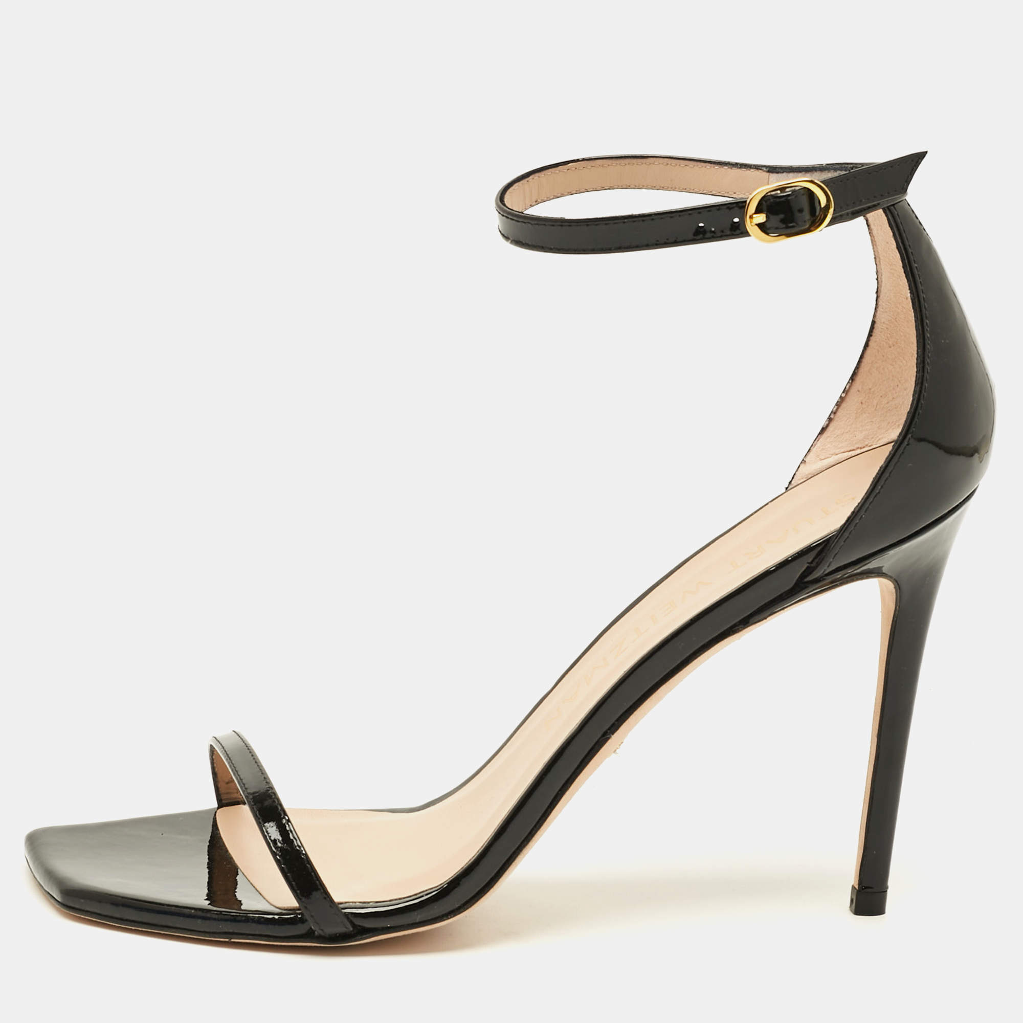 Pre Owned صندل حزام ال كاحل ستيوارت وايتزمان نودستكيرف طلاء أسود مقاس 42