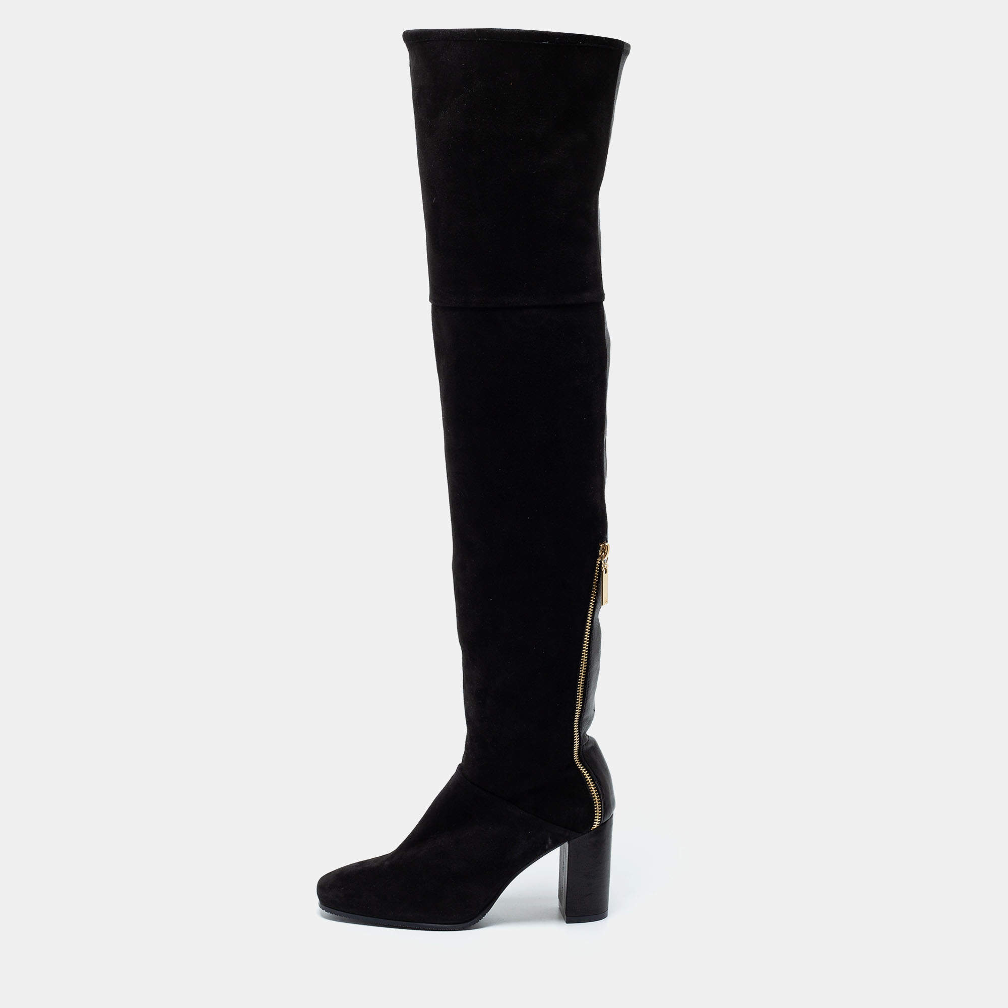 Stuart Weitzman Black Suede Knee Length Boots Size 36.5