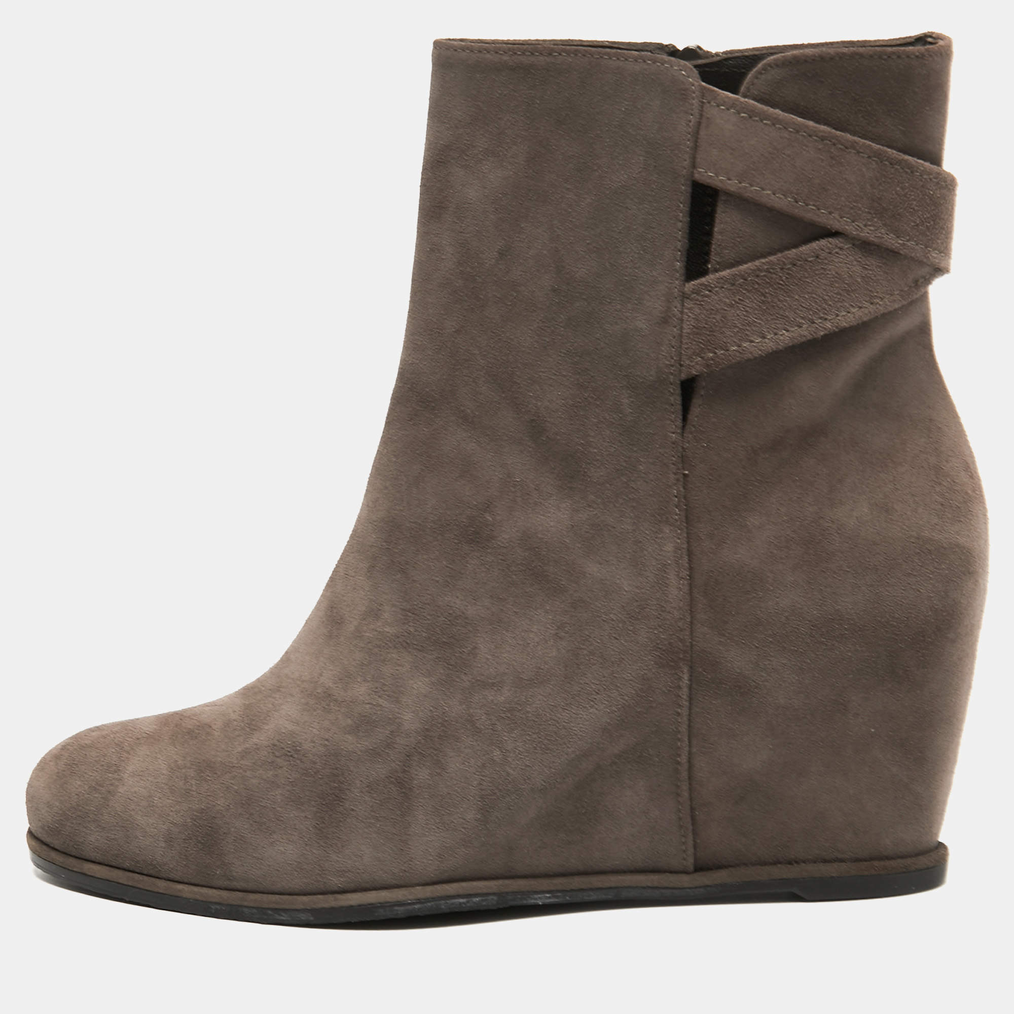 Stuart Weitzman Brown Suede Wedge Ankle Boots Size 39