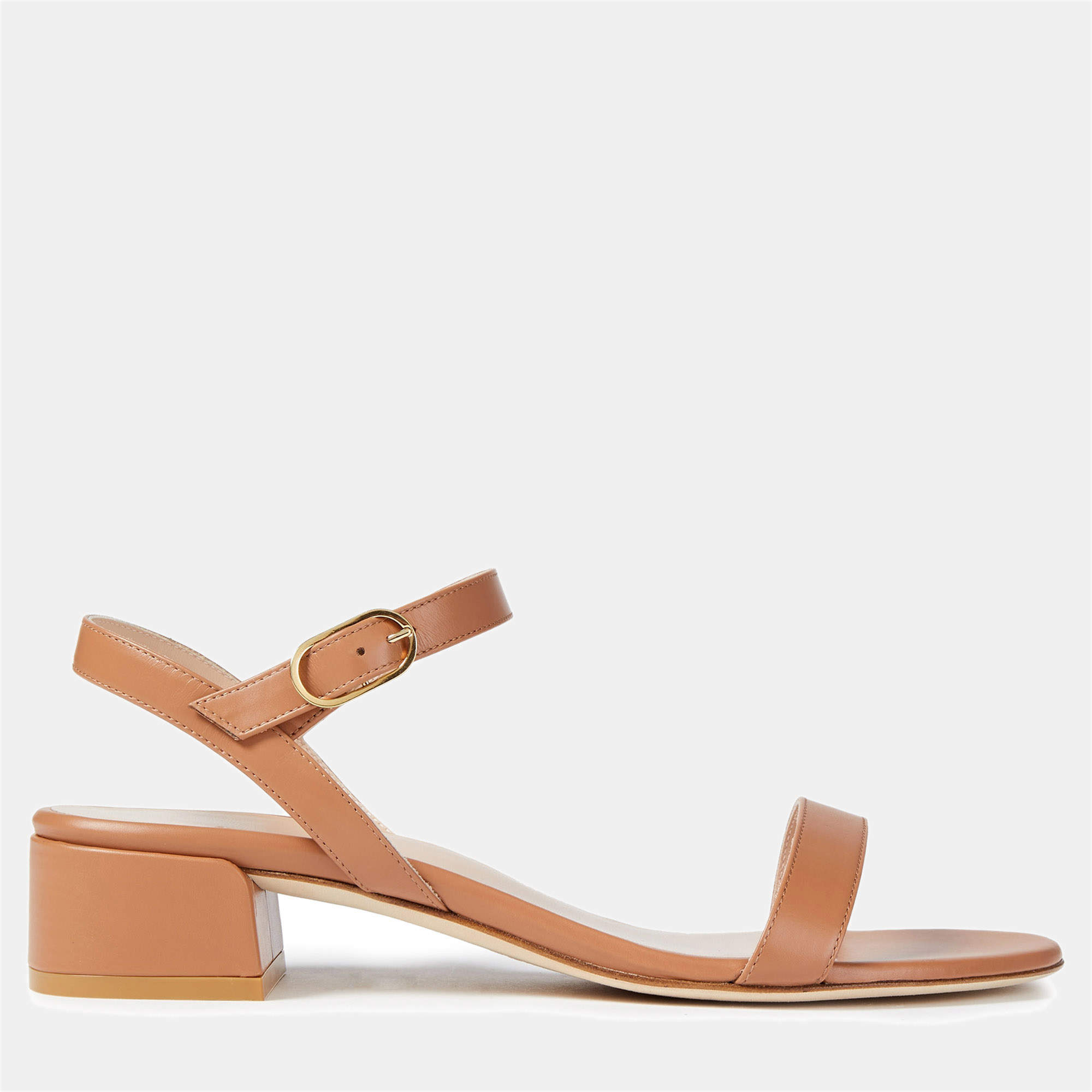 Stuart Weitzman Beige Leather Ankle Strap Sandals Size 38