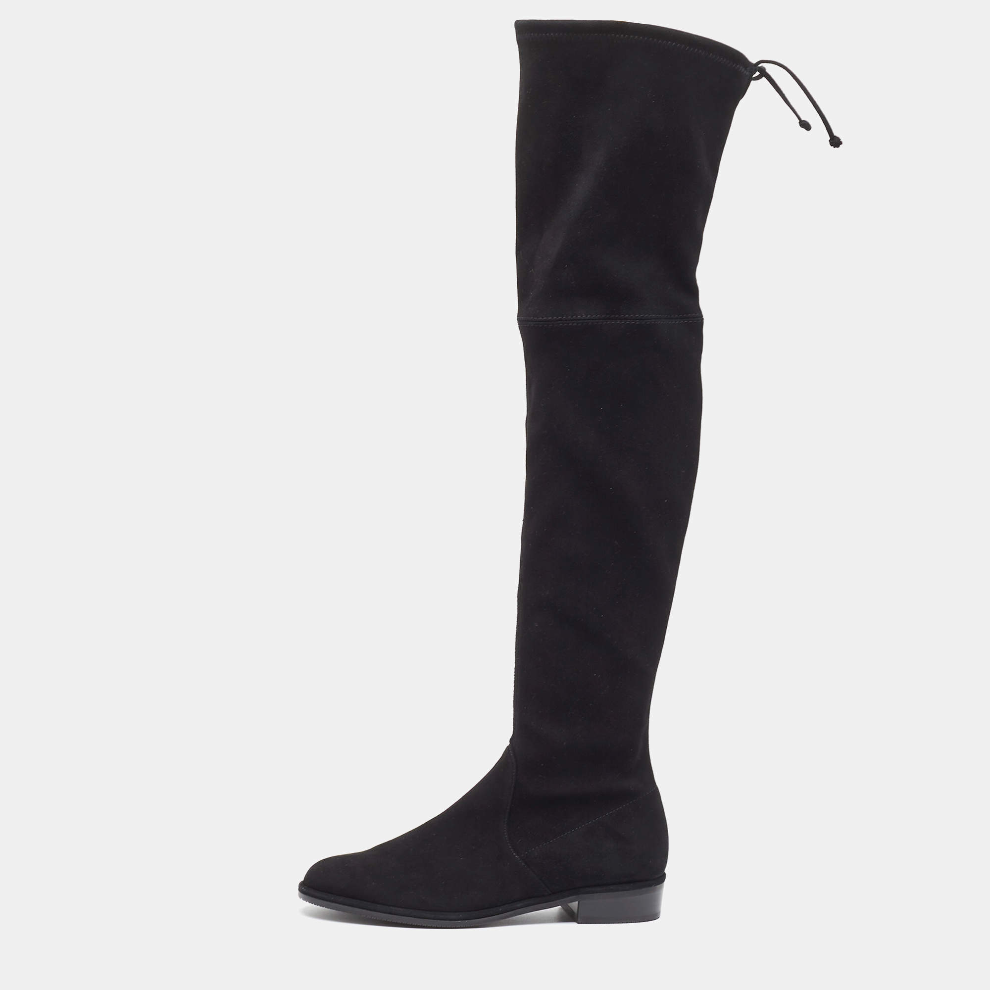 Stuart Weitzman Black Suede Lowland Over The Knee Boots Size 37