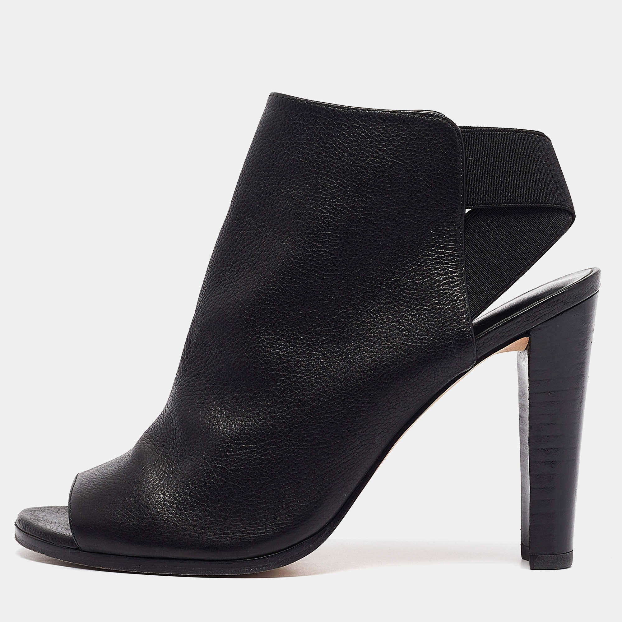 Stuart Weitzman Black Leather Cutout Elastic Booties Size 39