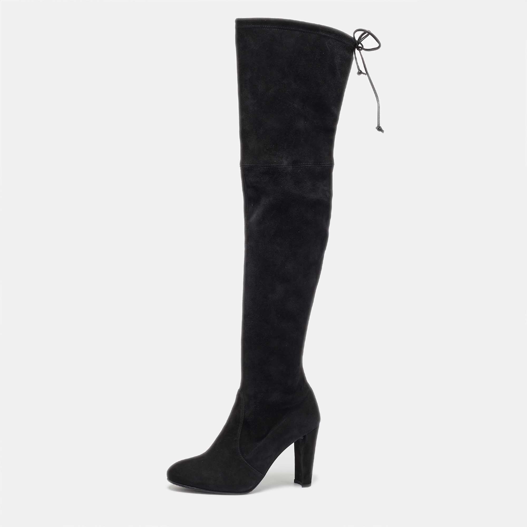 Stuart Weitzman Black Suede Ledyland Over The Knee Boots Size 36.5