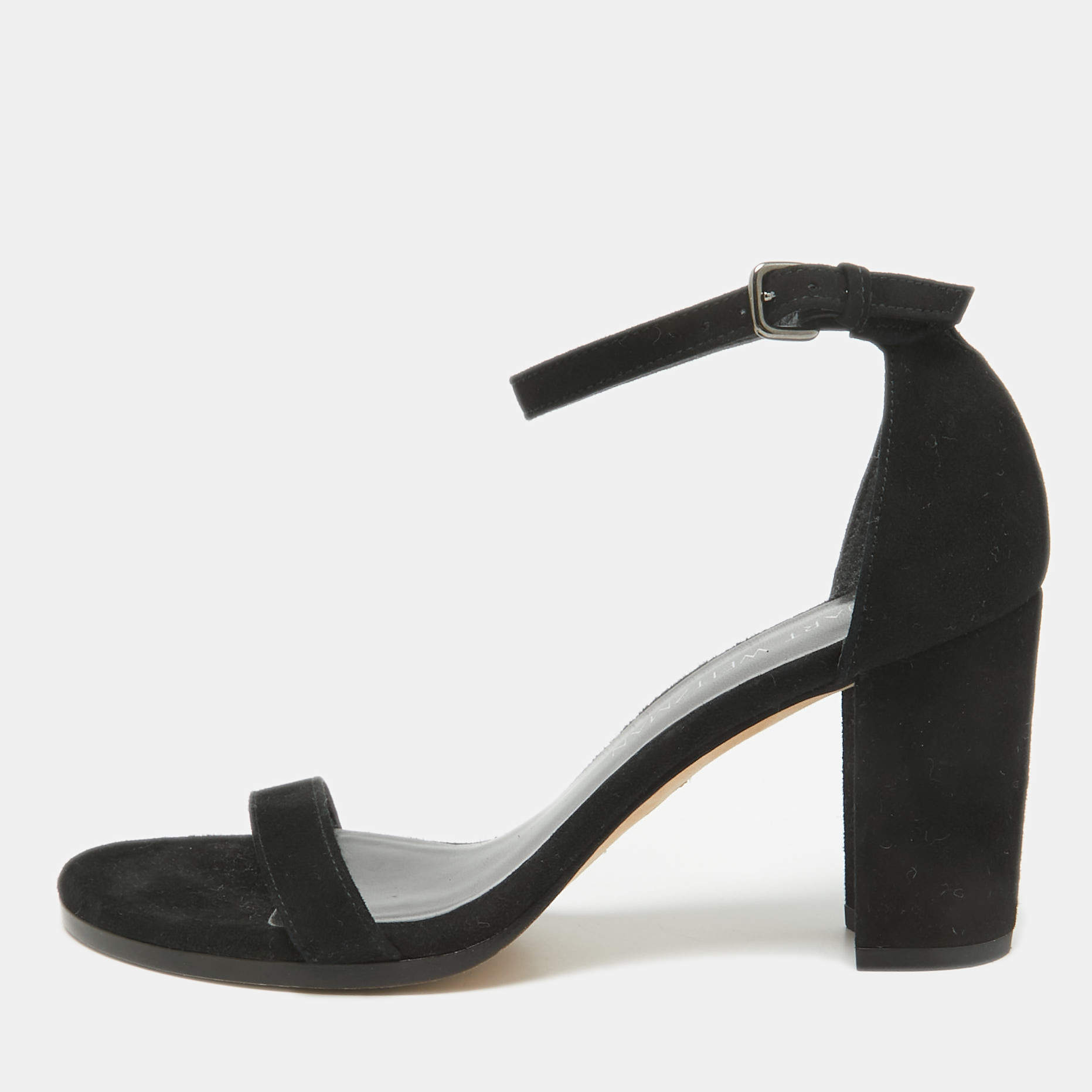 Stuart Weitzman Black Suede Bambina Ankle Strap Sandals Size 36
