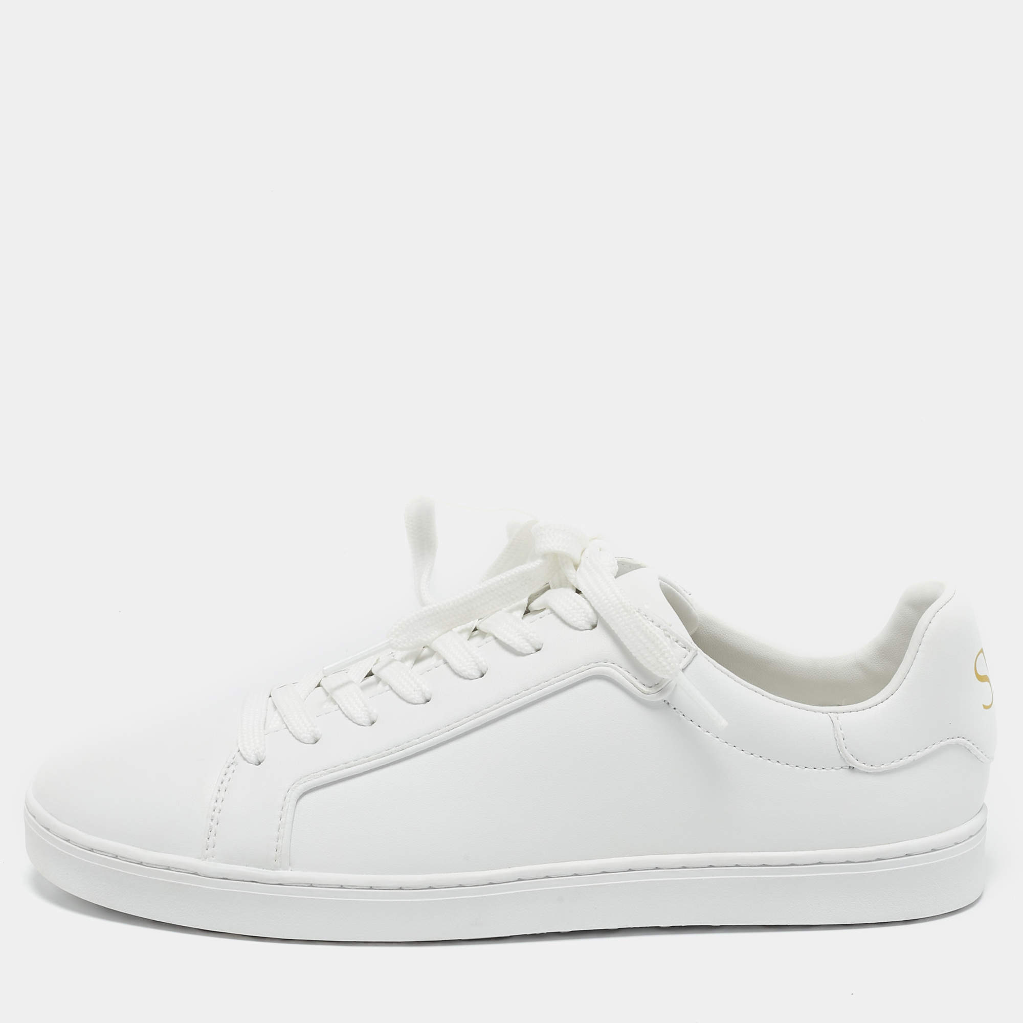 Stuart Weitzman White Leather Low Top Sneakers Size 39.5