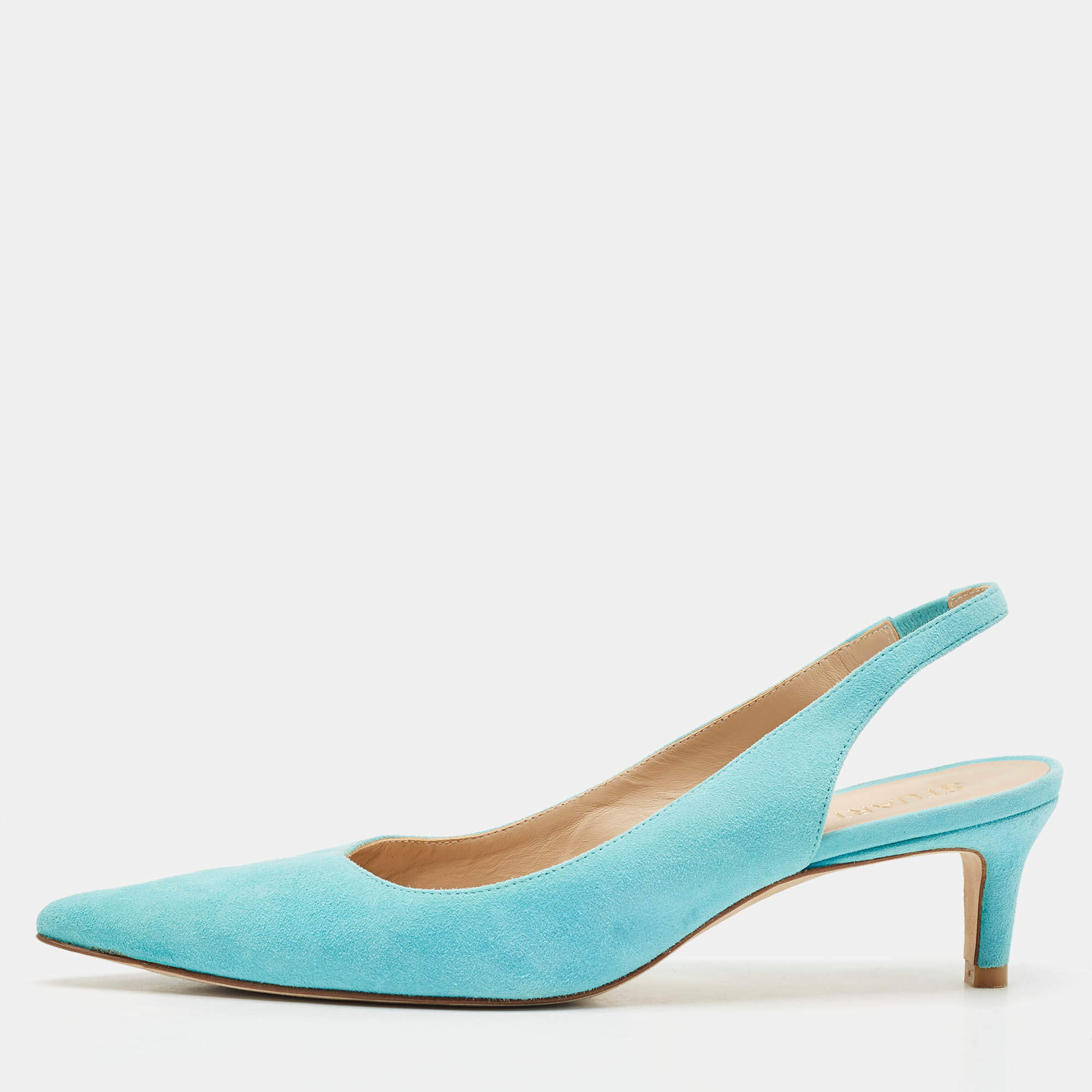 Stuart Weitzman Blue Suede Ryder Slingback Pumps Size 38