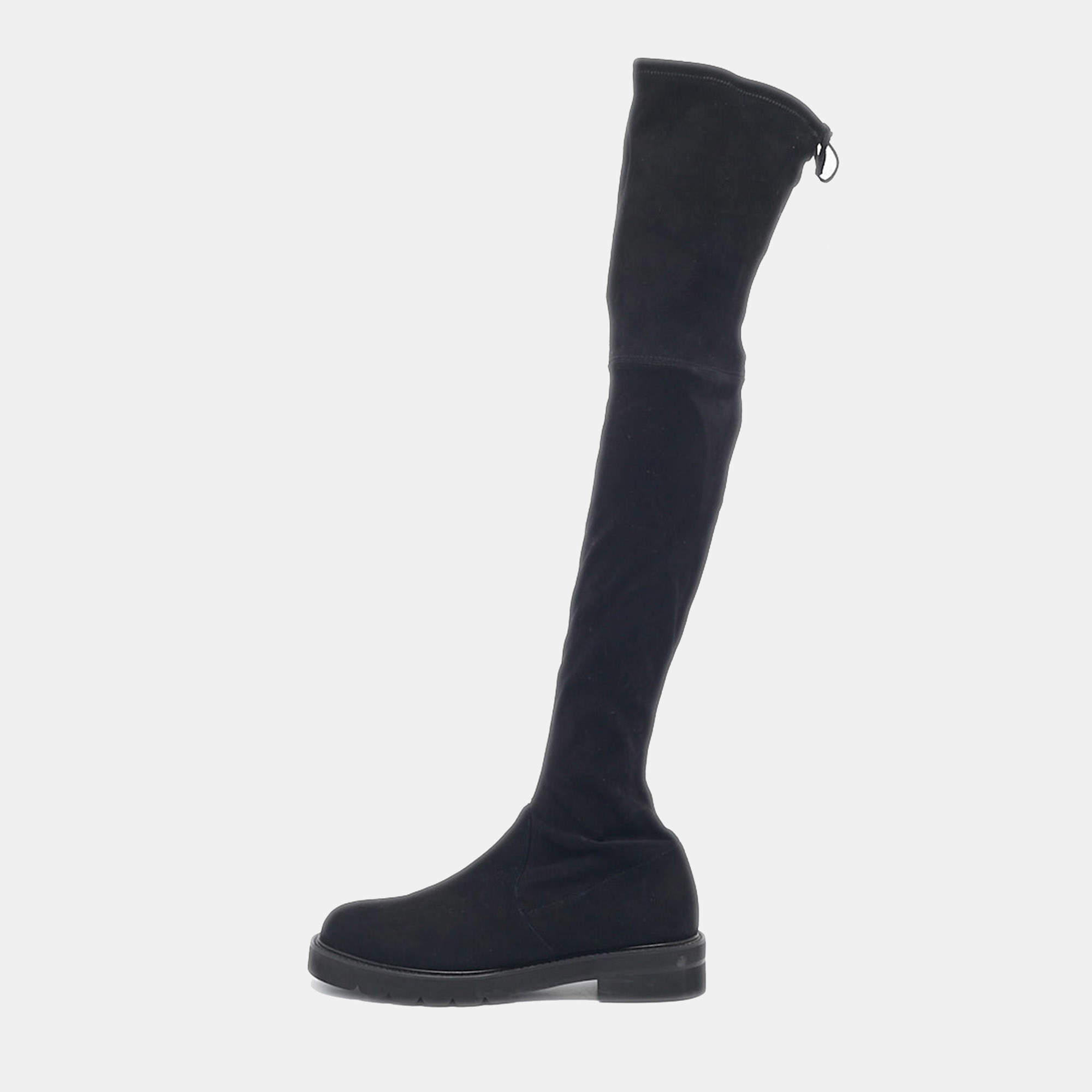 Pre Owned Stuart Weitzman Black Suede Lowland Over The Knee Boots Size 39.5