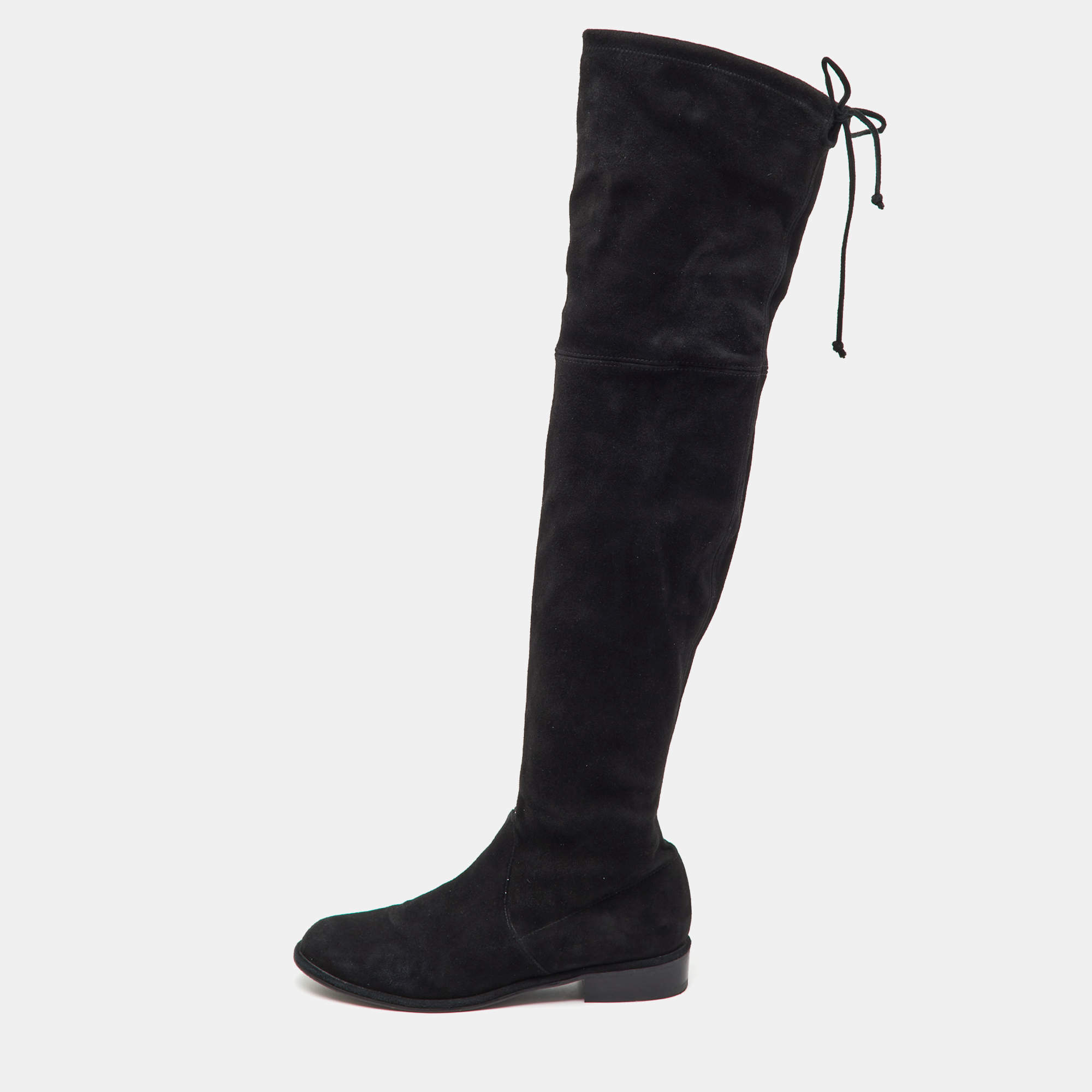 Pre Owned Stuart Weitzman Black Suede Lowland Over The Knee Boots Size 36