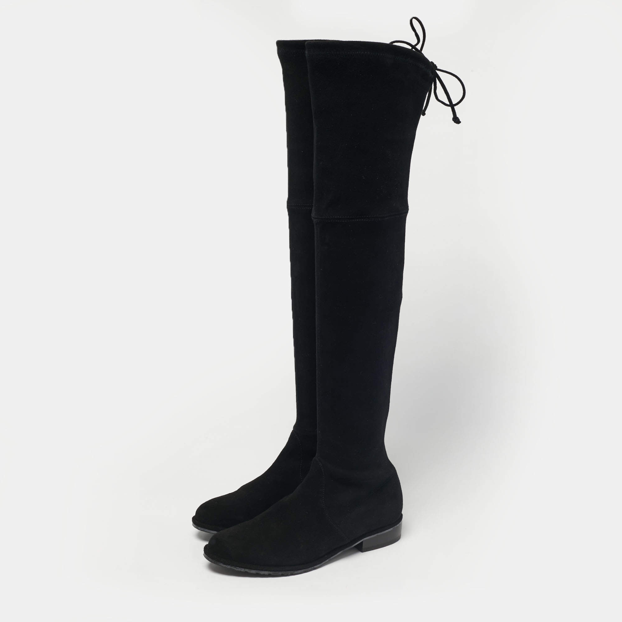 Pre Owned Stuart Weitzman Black Suede Lowland Over The Knee Boots Size 36