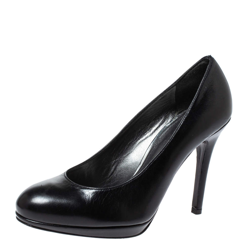 Stuart Weitzman Black Leather Platform Pumps Size 38.5