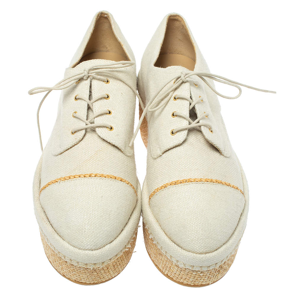 Stuart outlet Weitzman Mantra Linen Platform Oxfords Size 9