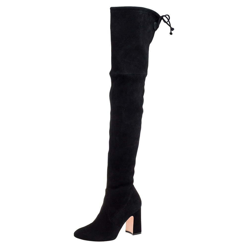 Pre Owned Stuart Weitzman Black Suede Kirstie 90 Over-the-knee Boots Size 37