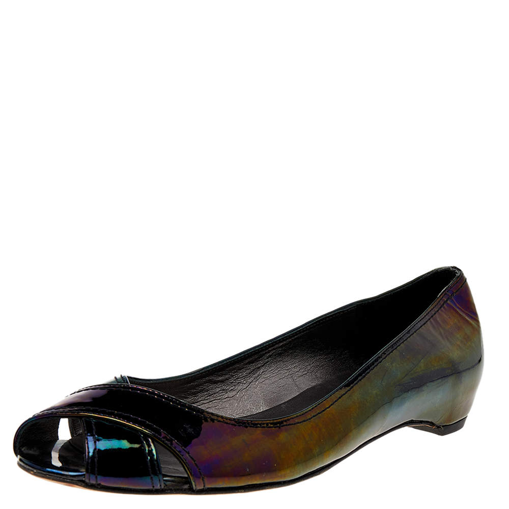 Stuart Weitzman Black Patent Leather Ballet Flats Size 39.5