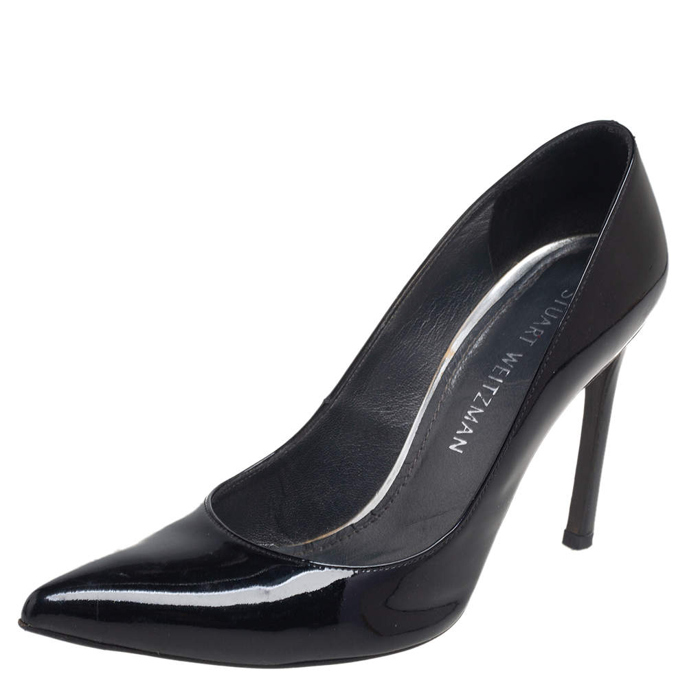 Stuart Weitzman Black Patent Leather Pointed Toe Pumps Size 39