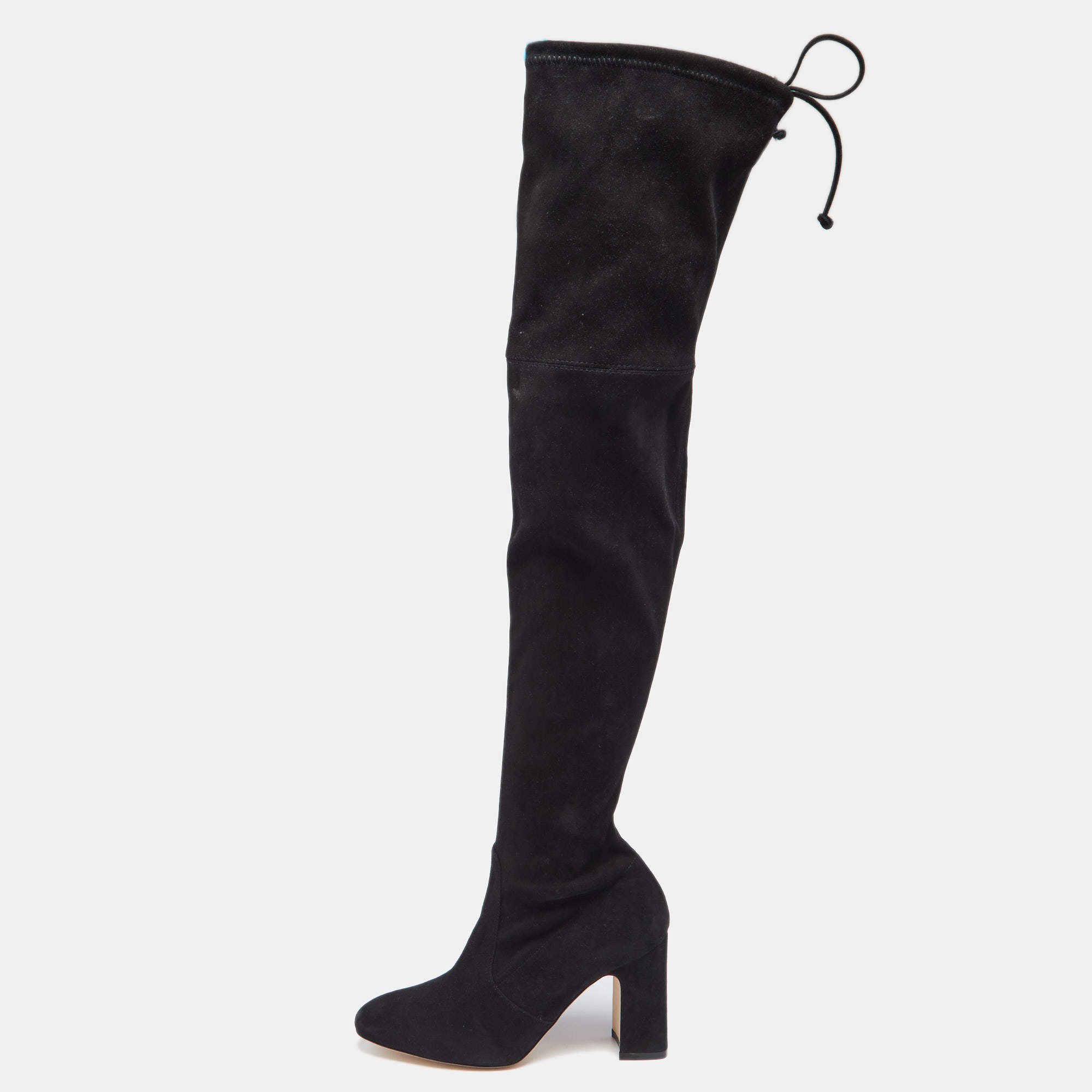 Pre Owned Stuart Weitzman Black  Suede Hiline Over-The-Knee Boots Size 37