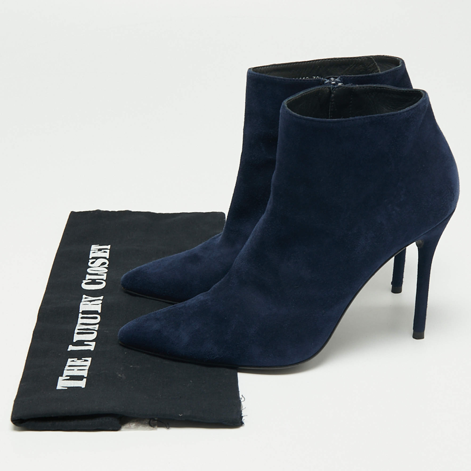 Buy Friends Like These Navy Blue Wide Fit Mid Heeled Zip Buckle Shoe Bootie  from the Next UK online shop