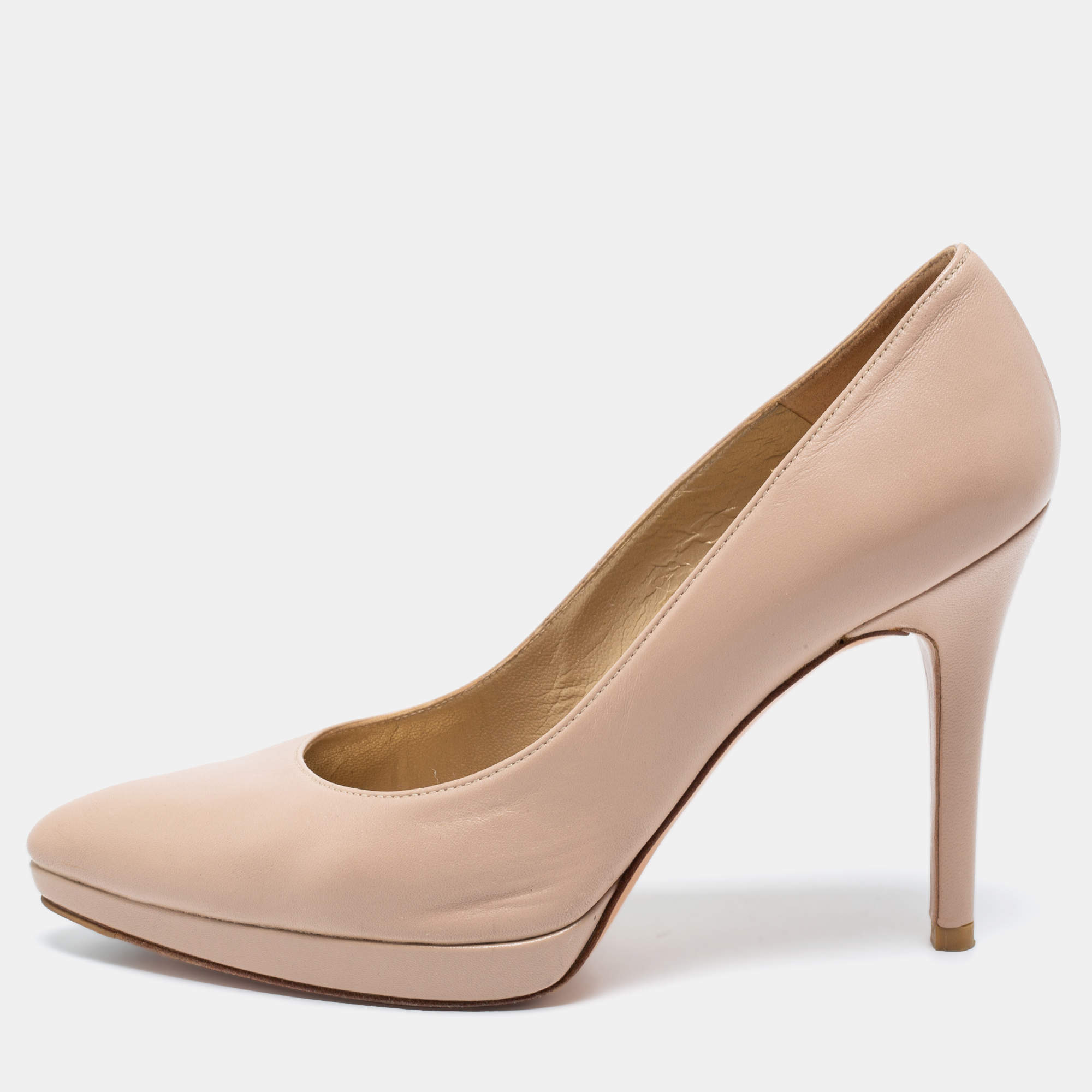 Stuart Weitzman Beige Leather Platform Pumps Size 38