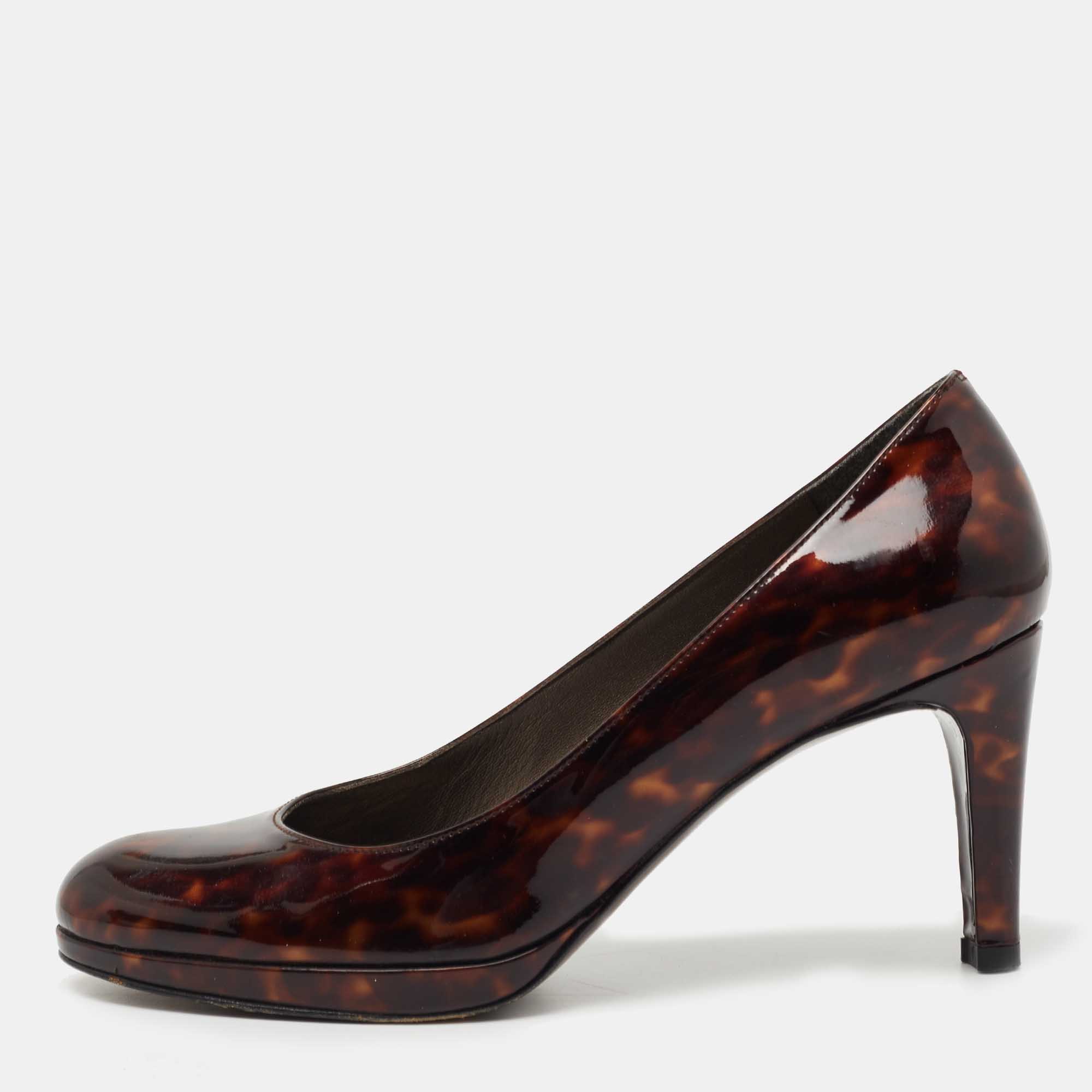 Stuart Weitzman Brown Patent Leather Pumps Size 37.5 