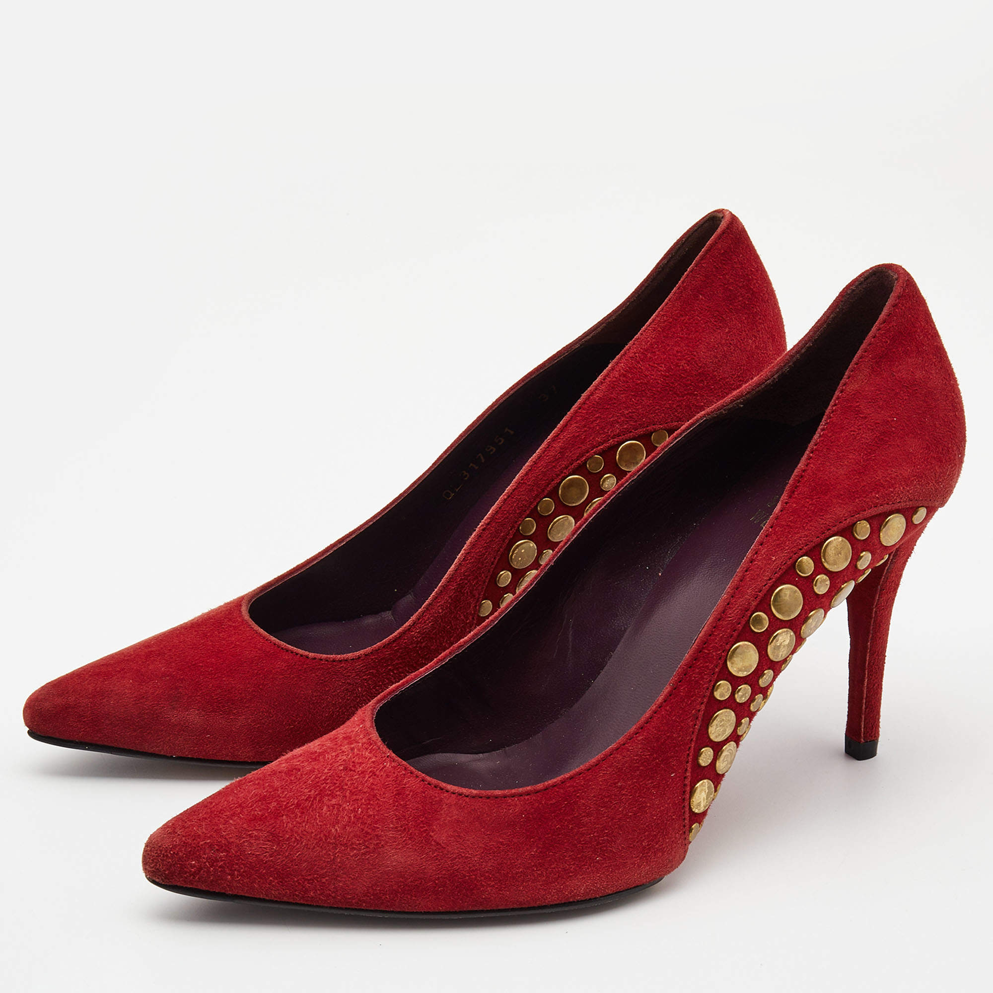 Stuart Weitzman Give Me Fever Red Satin Heels with Crystals shops