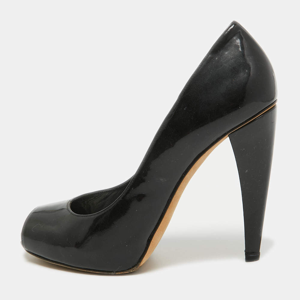 Stuart Weitzman Black Patent Platform Round Toe Pumps Size 39.5