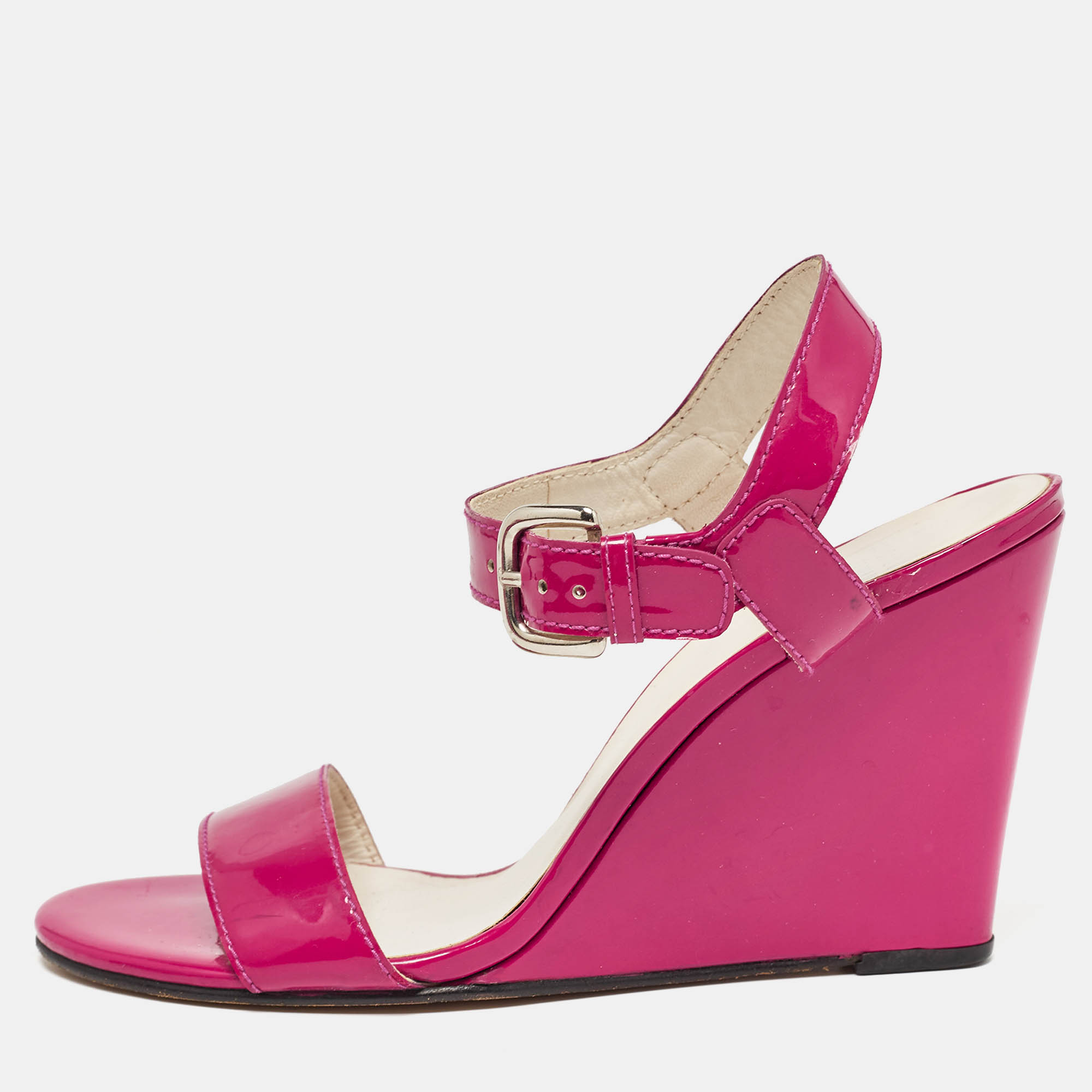 Stuart Weitzman Purple Patent  Wedge Sandals Size 39