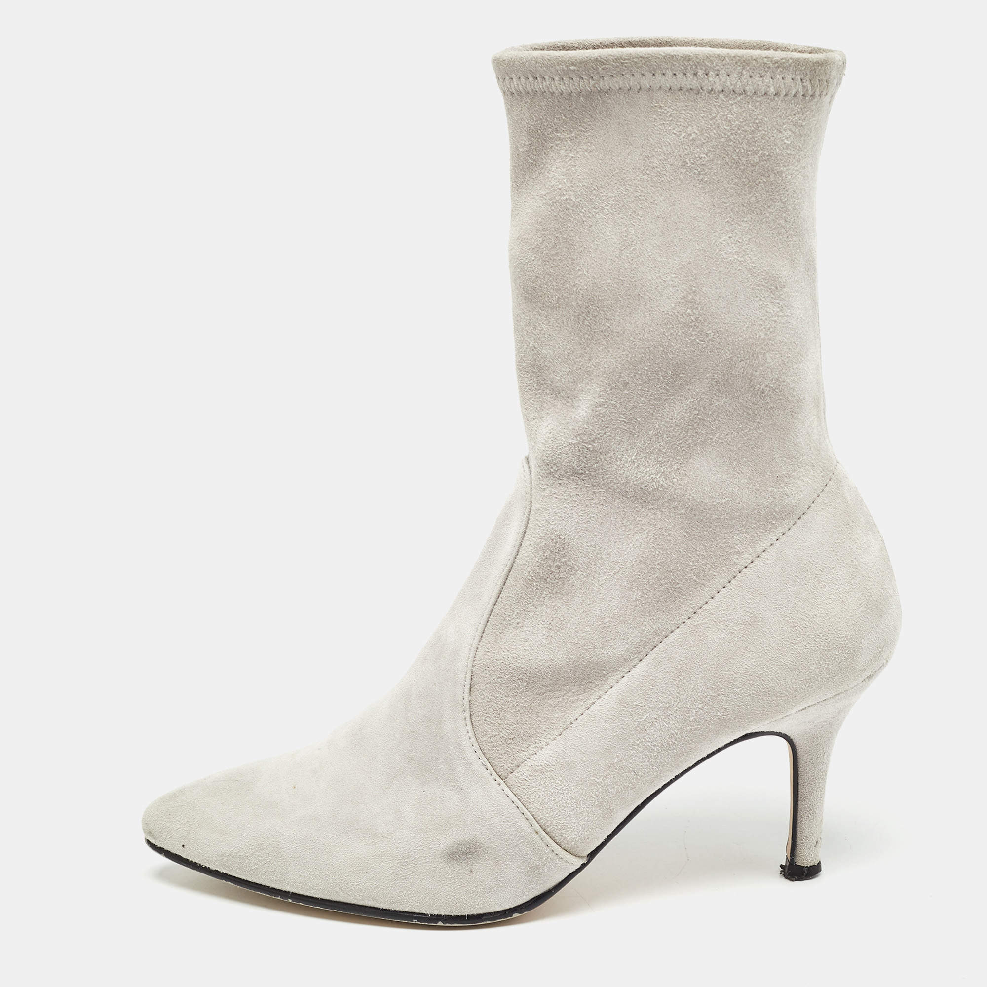 Stuart Weitzman Grey Suede Ankle Booties Size 36.5 