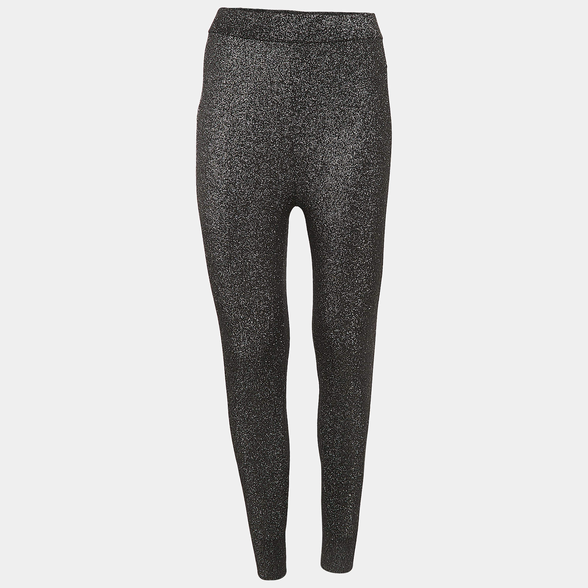 T by Alexander Wang Black/Metallic Lurex Knit Leggings M