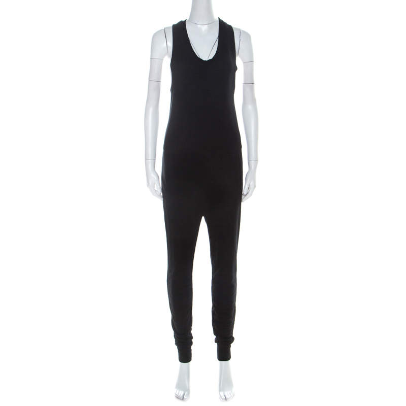 T by Alexander Wang Black French Terry Racerback Sleeveless Jumpsuit XS