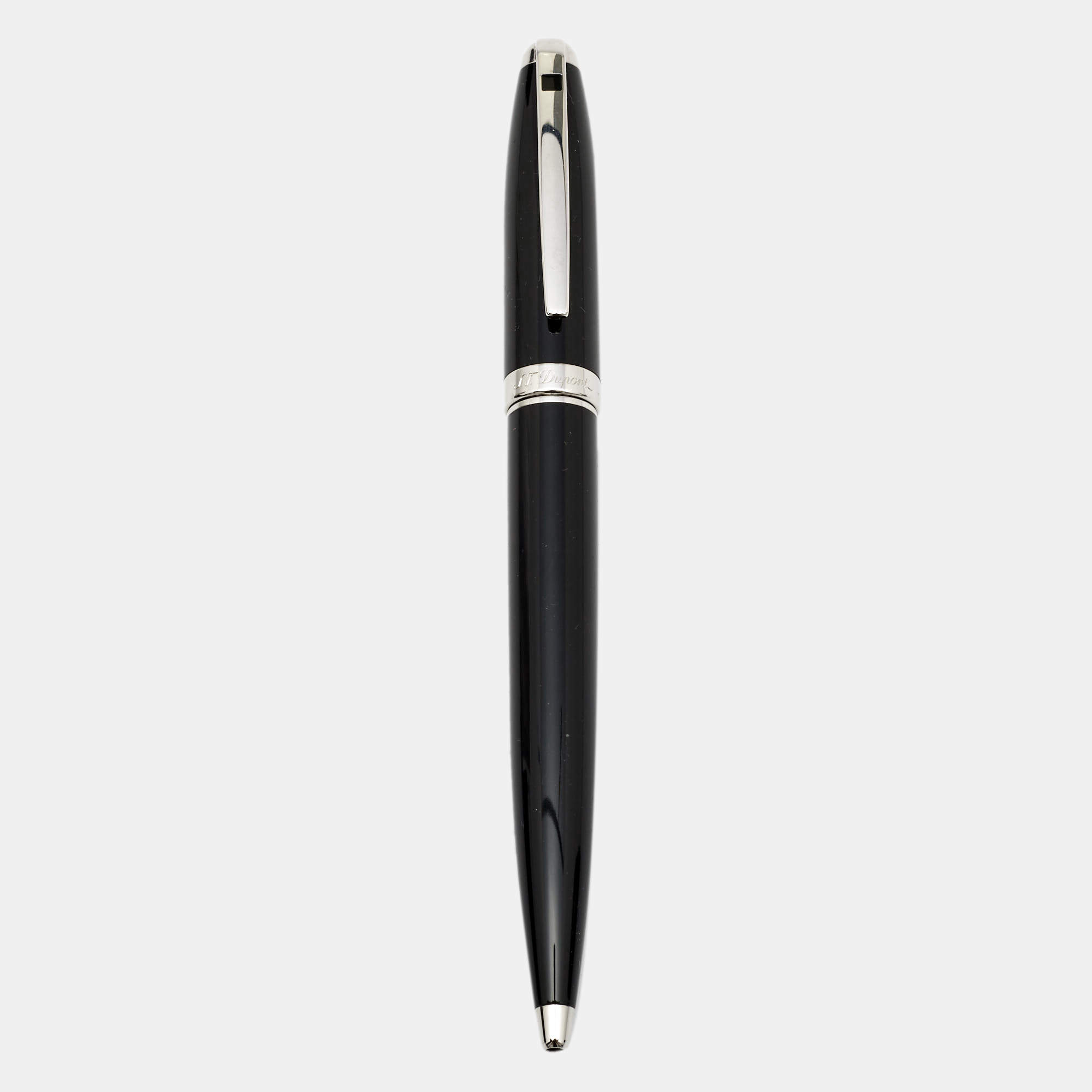 S.T. Dupont Black Chinese Lacquer Silver Tone Ballpoint Pen