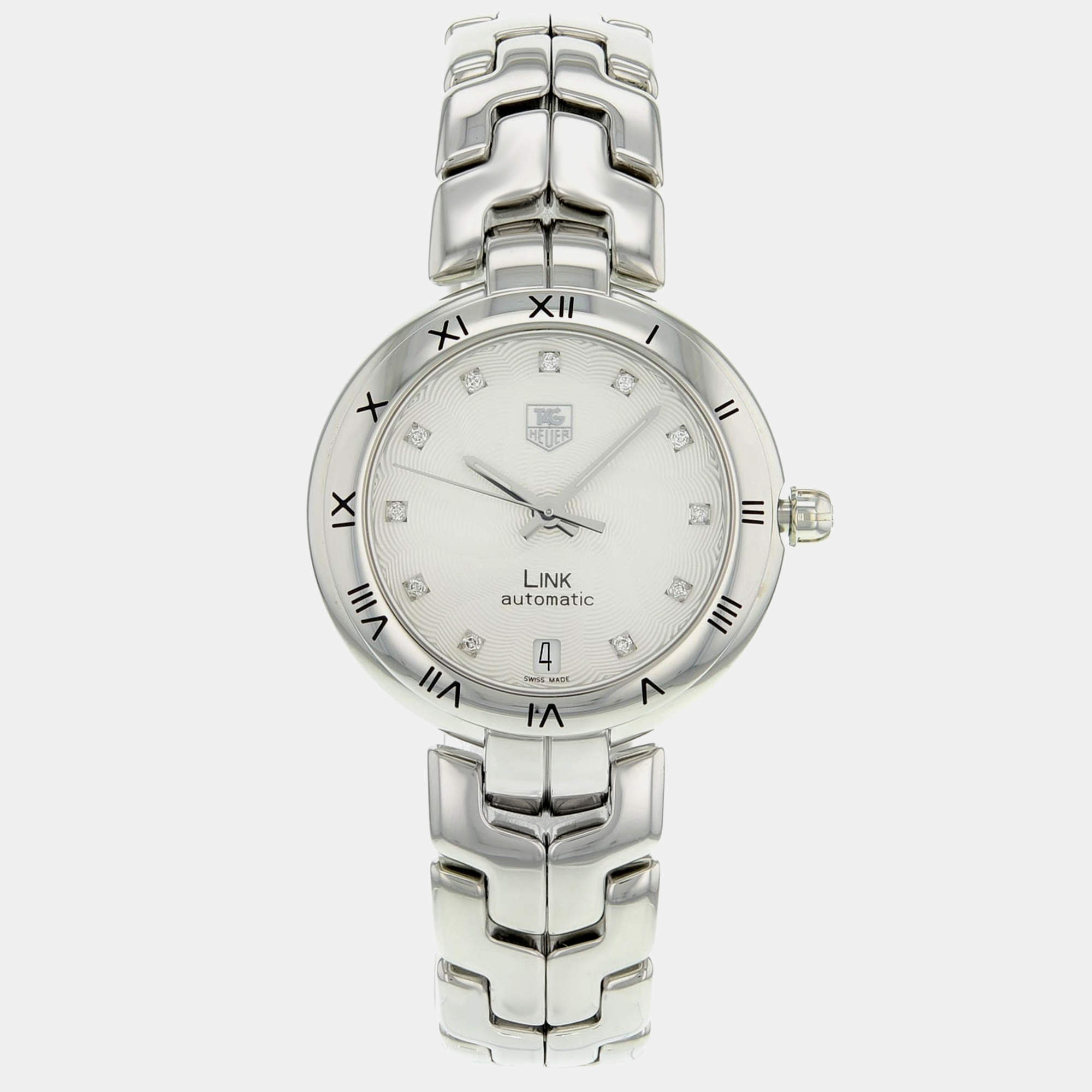 Tag Heuer White Diamonds Stainless Steel Link  WAT2311.BA0956 Automatic Women's Wristwatch 34mm