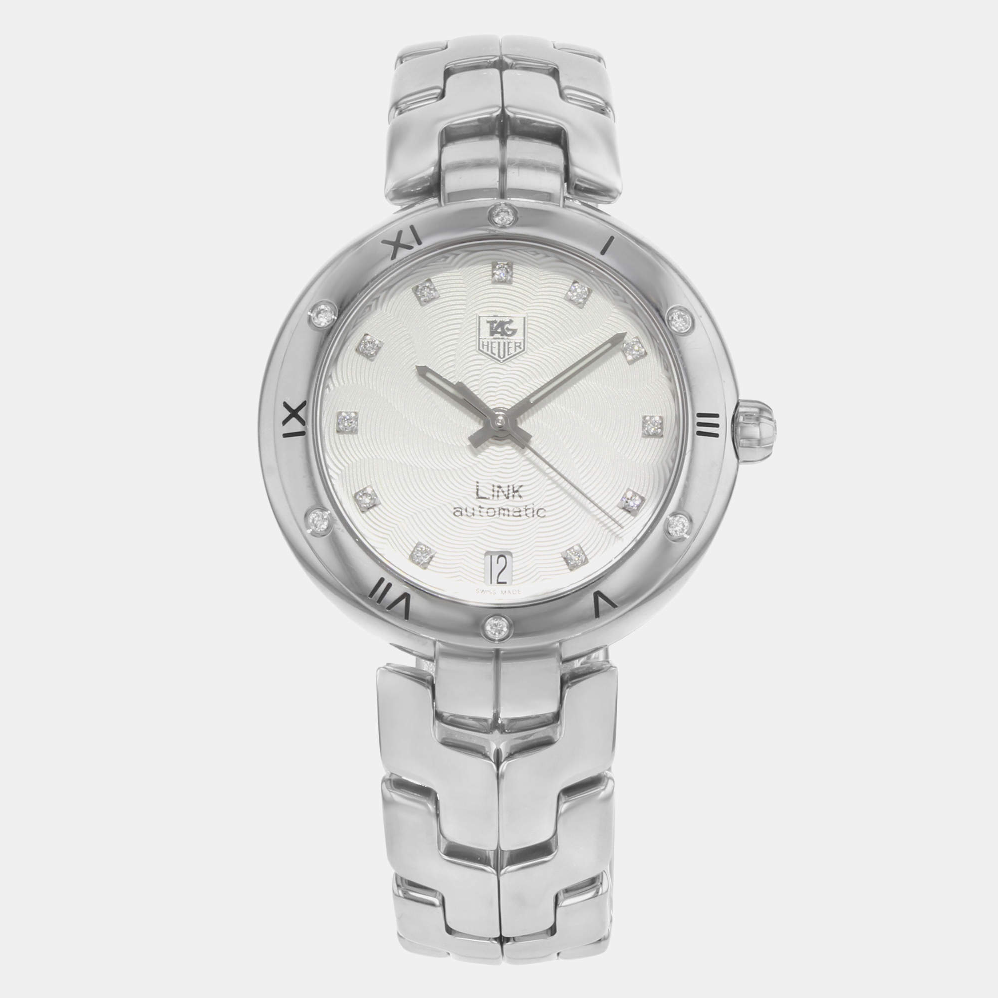 Tag Heuer White Steel Diamonds Link  WAT2312.BA0956 Automatic Women's Wristwatch 34mm