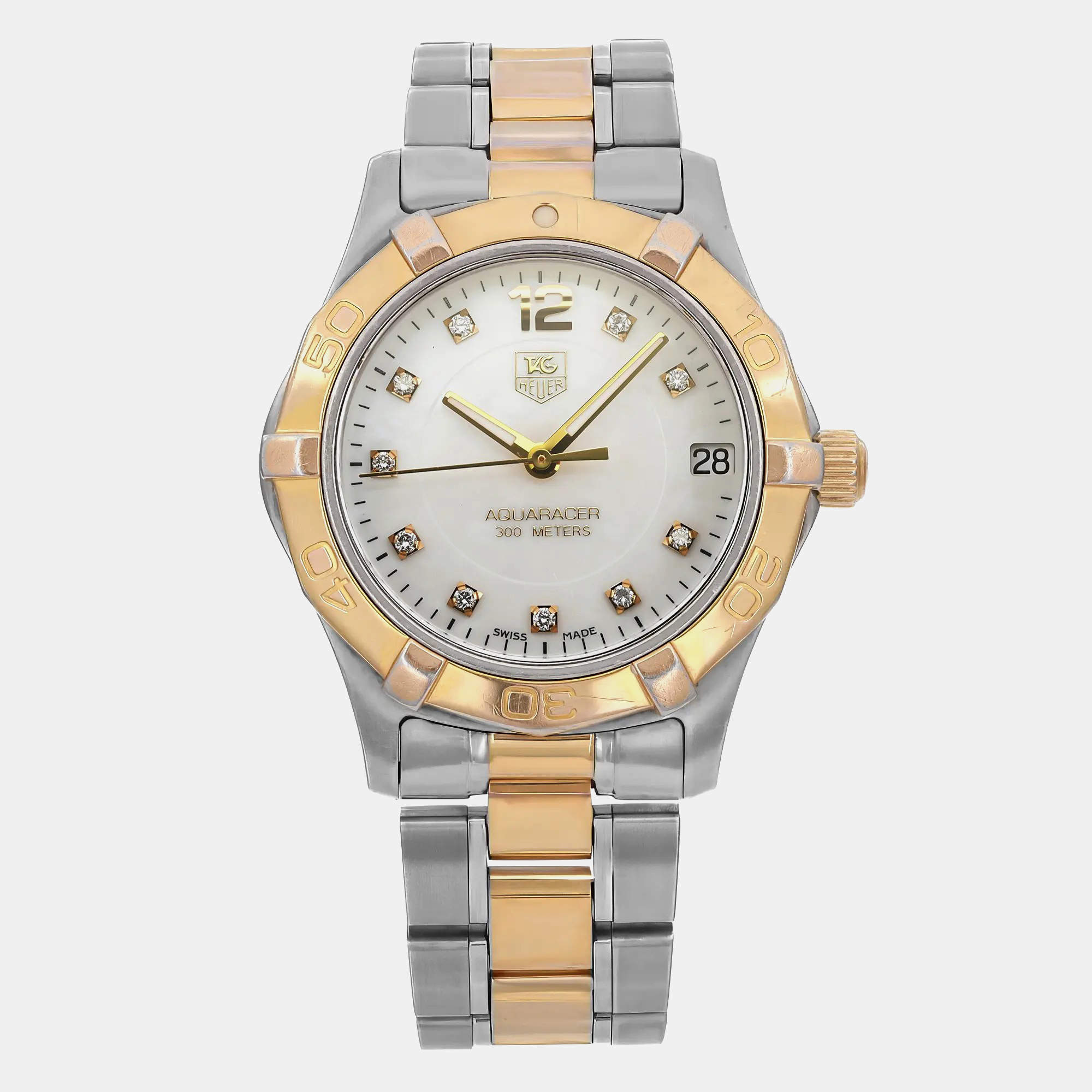 Tag Heuer White Stainless Steel Aquaracer  WAF1320.BB0820 Quarts Women's Wristwatch 32mm