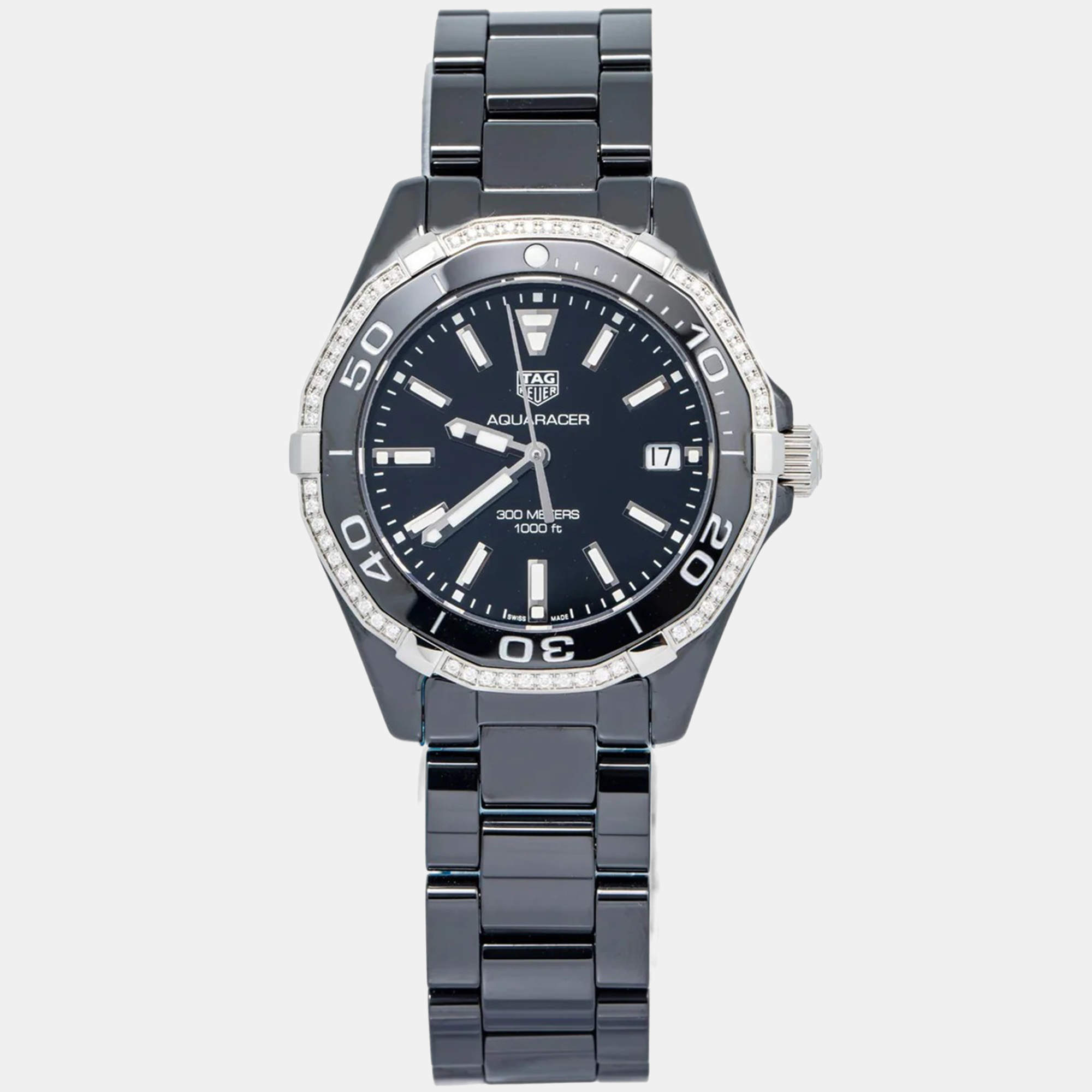 Tag Heuer Aquaracer WAY1395.BH0716 Black Ceramic Quartz Women's Wristwatch 35 mm