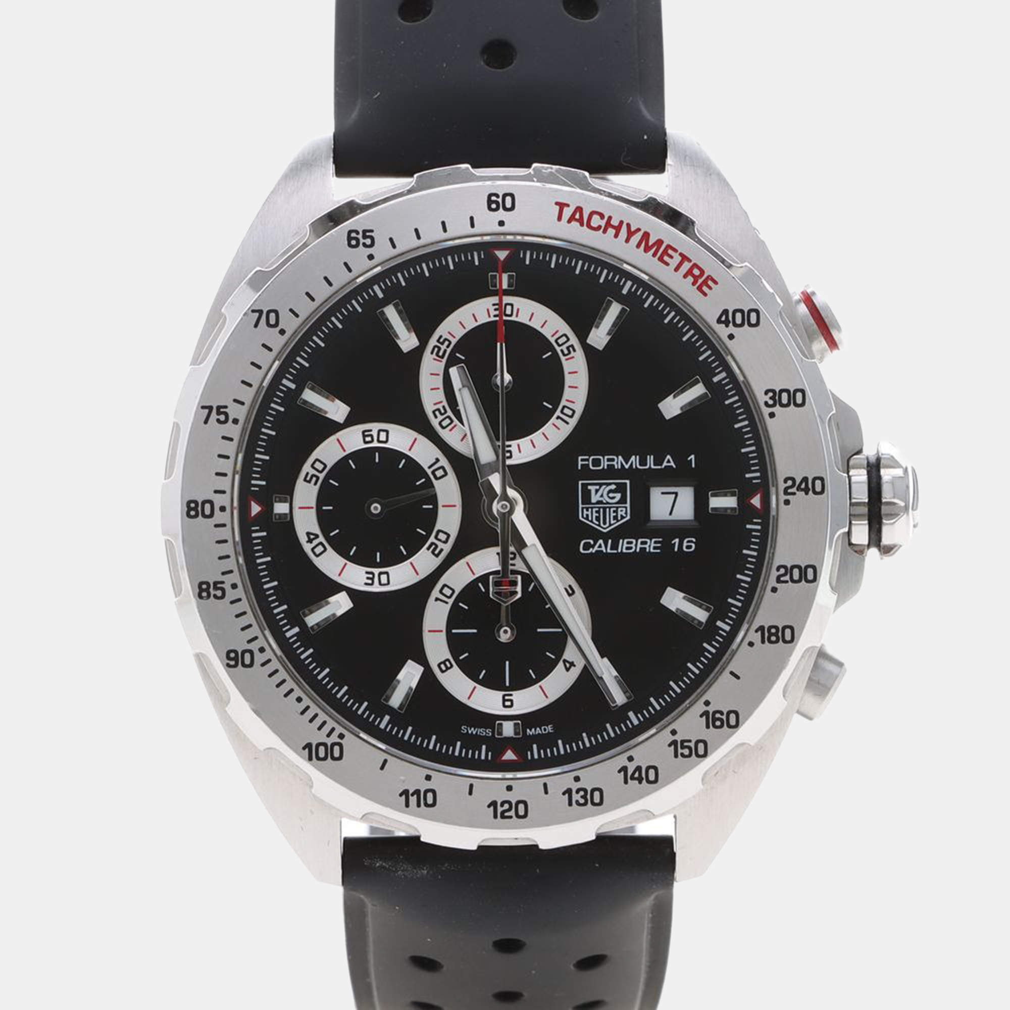 Pre Owned Tag Heuer Formula 1 Chronograph CAZ2010-0 Automatic Black Stainless Steel Men's Wristwatch 43mm