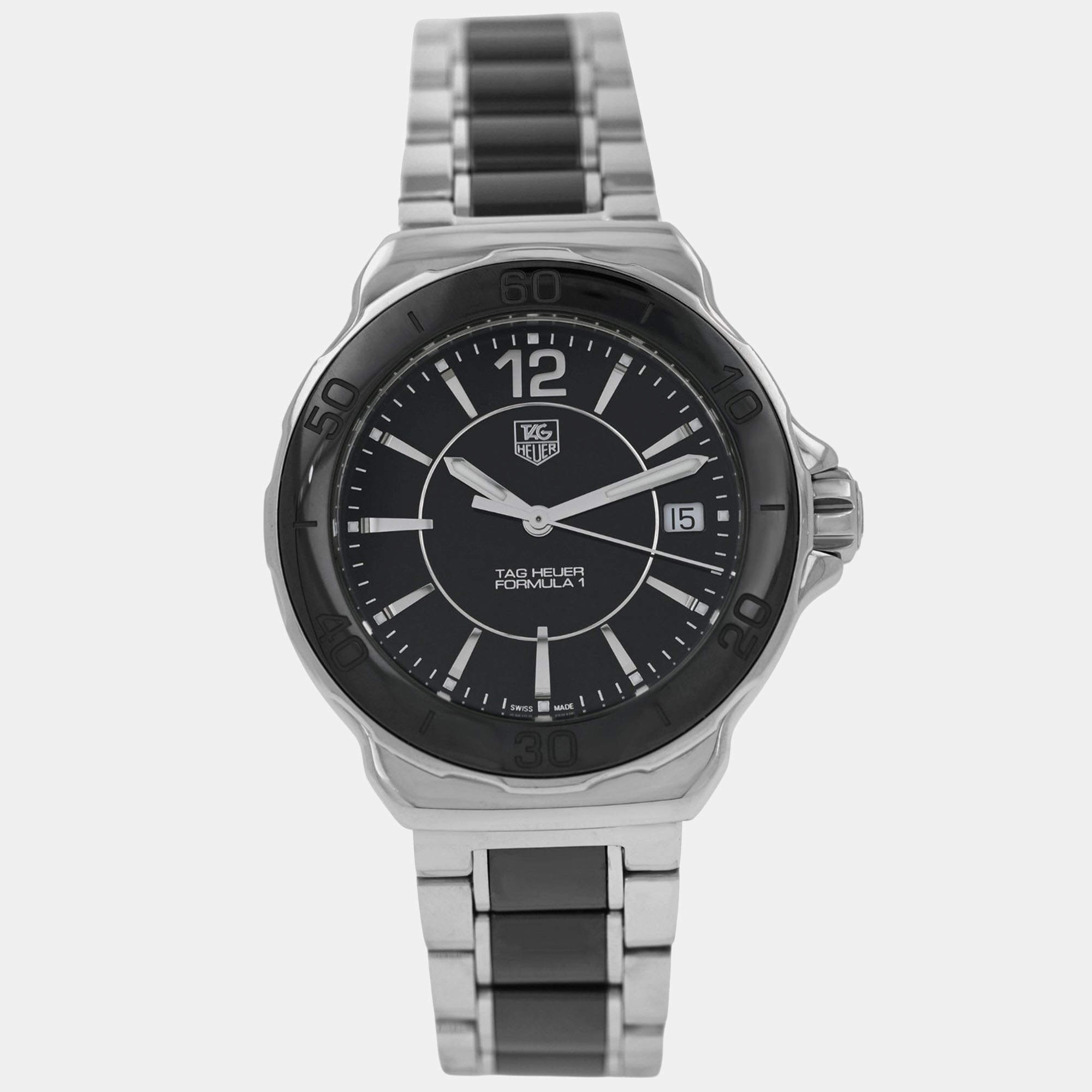 Pre Owned Tag Heuer Formula 1 WAH1210.BA0859 Quartz Black Ceramic Stainless Steel Women's Wristwatch 34 mm