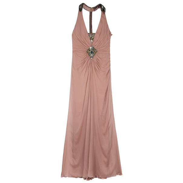 Pre Owned Temperley Vega Embellished Silk Chiffon Gown M