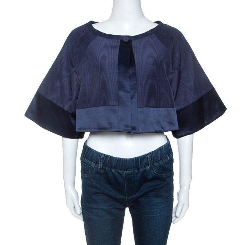Pre Owned Temperley Blue Cotton And Satin Trim Palais Bolero L